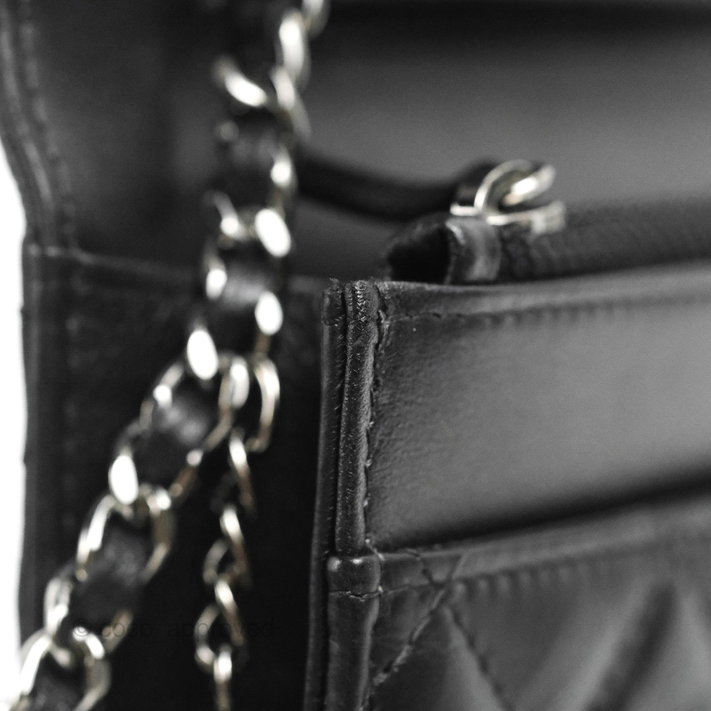 Chanel  Quilted Tassel Wallet On Chain WOC Black Aged Calfskin