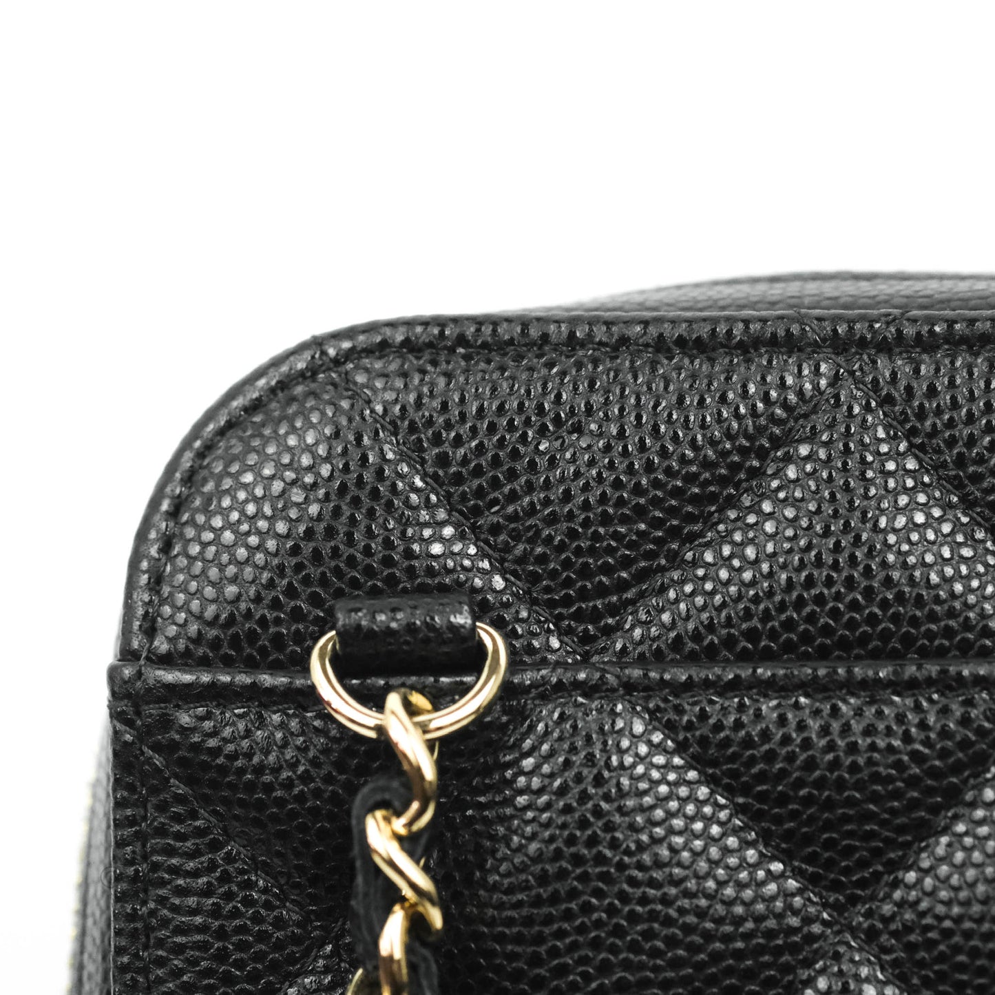 Chanel Quilted Phone Holder Black Caviar Gold Hardware