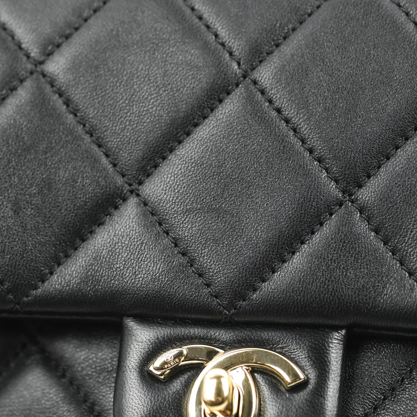 Chanel Quilted Resin Bi-Color Chain Flap Bag Black Lambskin