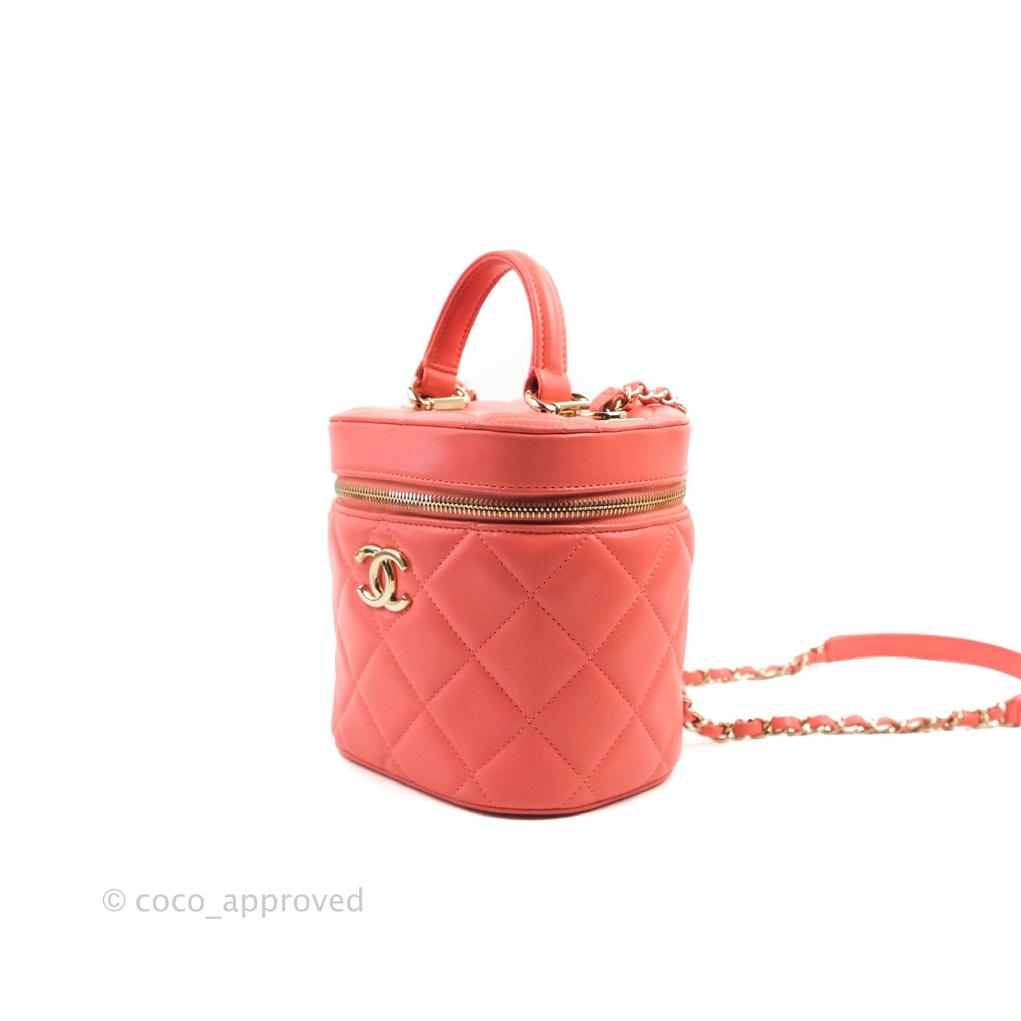 Chanel Trendy CC Vanity Case Coral Pink Lambskin Gold Hardware