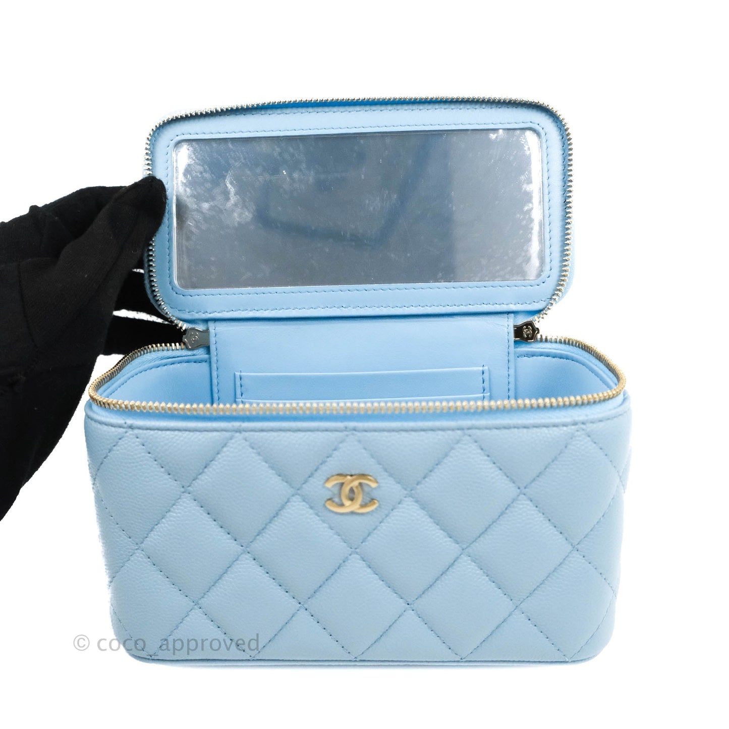 Chanel Vanity with Chain Blue Caviar Gold Hardware 22S