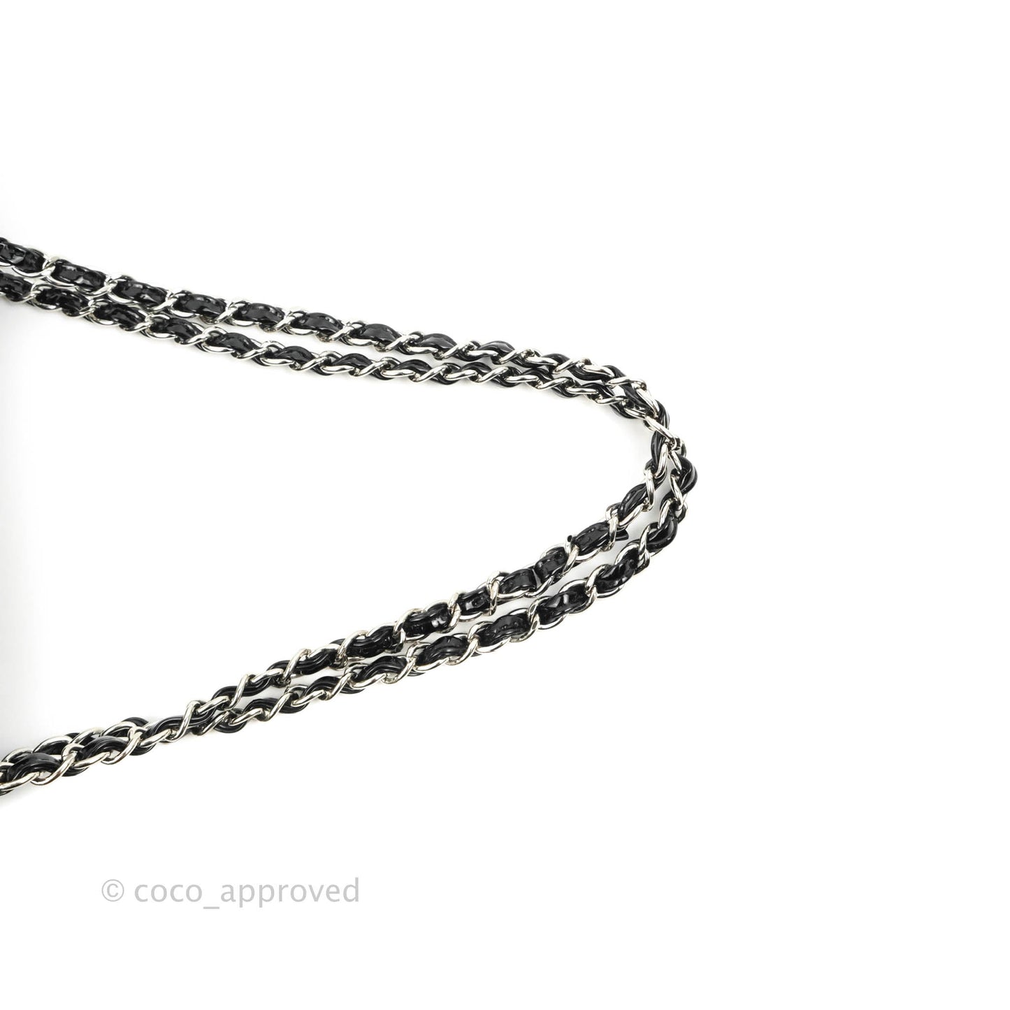 Chanel Classic M/L Medium Chevron Double Flap Black Patent Silver Hardware