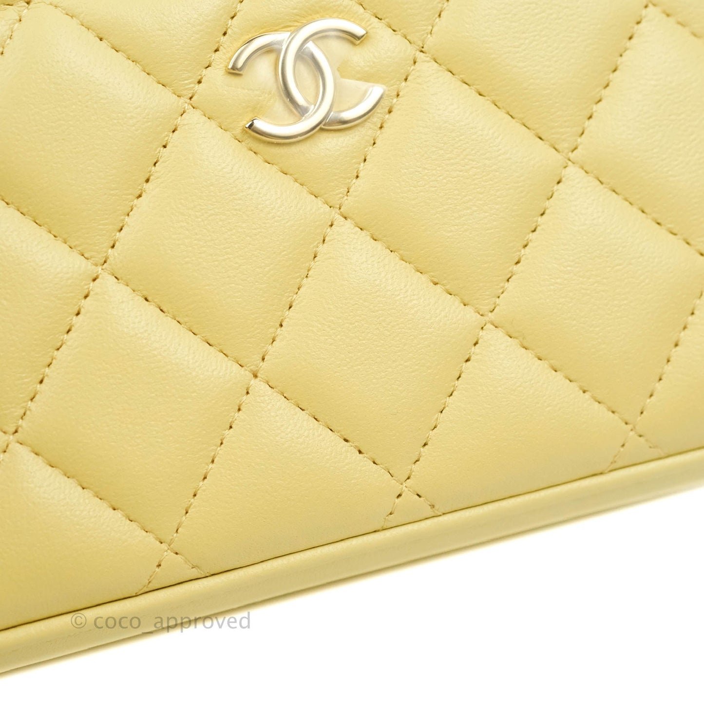 Chanel Vanity Rectangular Top Handle Yellow Lambskin Gold Hardware
