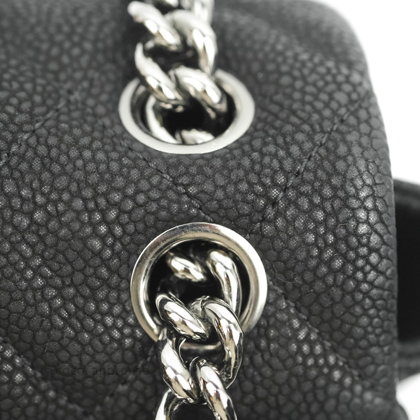 Chanel Lady Pearly Flap Bag Black Caviar Silver Hardware
