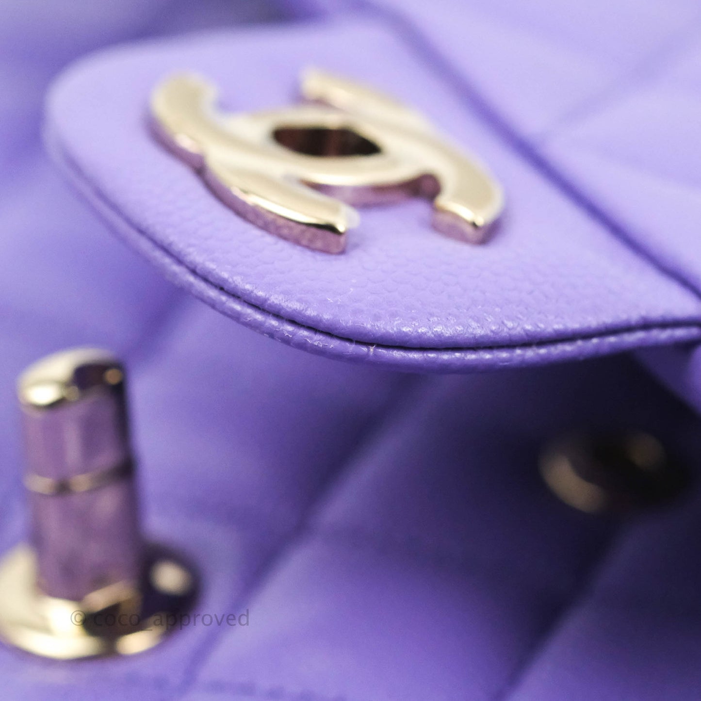Chanel Classic M/L Medium Flap Quilted Purple Caviar Gold Hardware 20S