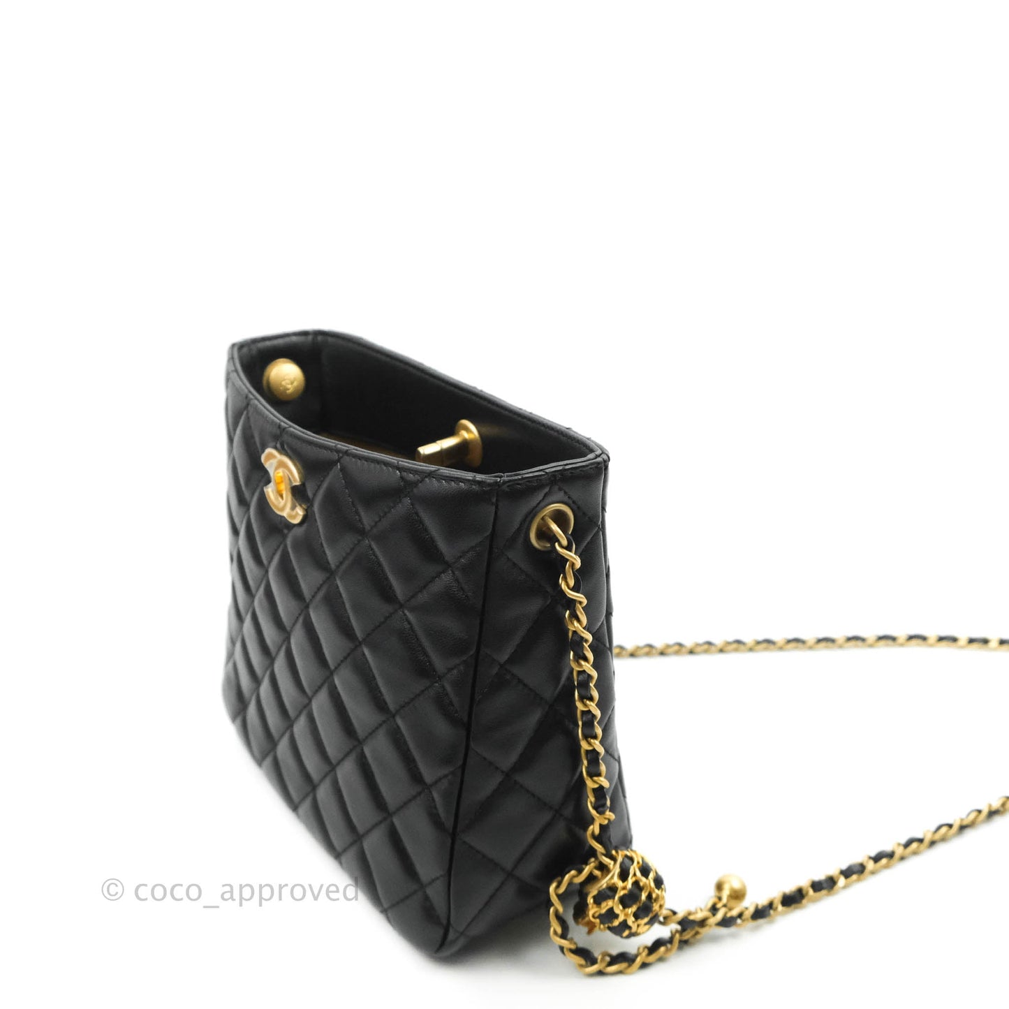 Chanel Black Pearl Crush Hobo Bag Lambskin Aged Gold Hardware
