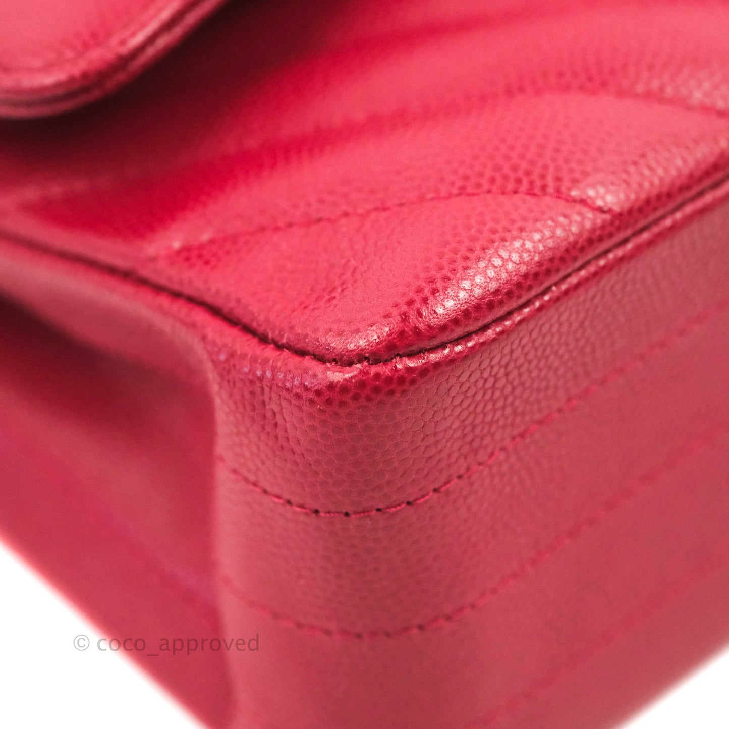 Chanel Classic M/L Medium Chevron Double Flap Cherry Red Caviar Gold Hardware
