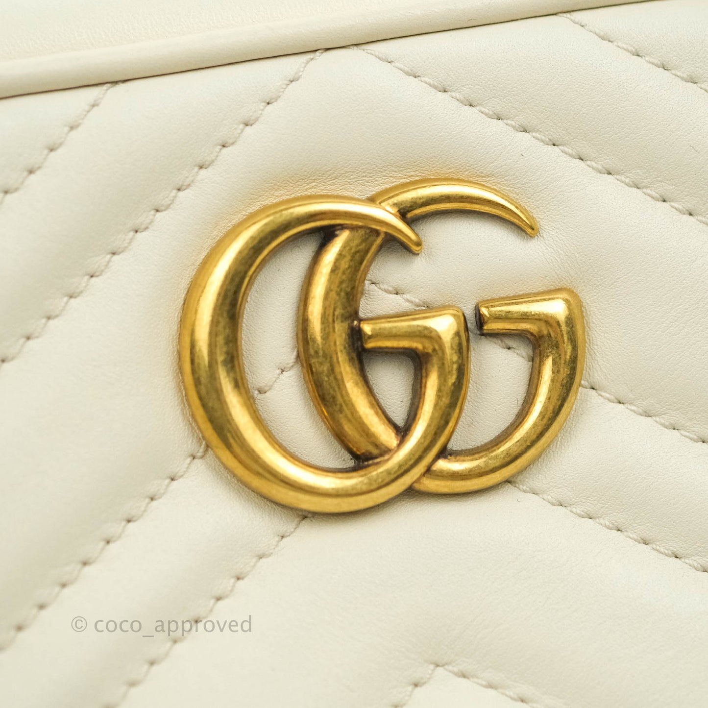 Gucci Mini Matelasse GG Marmont Camera Bag White Calfskin Gold Hardware