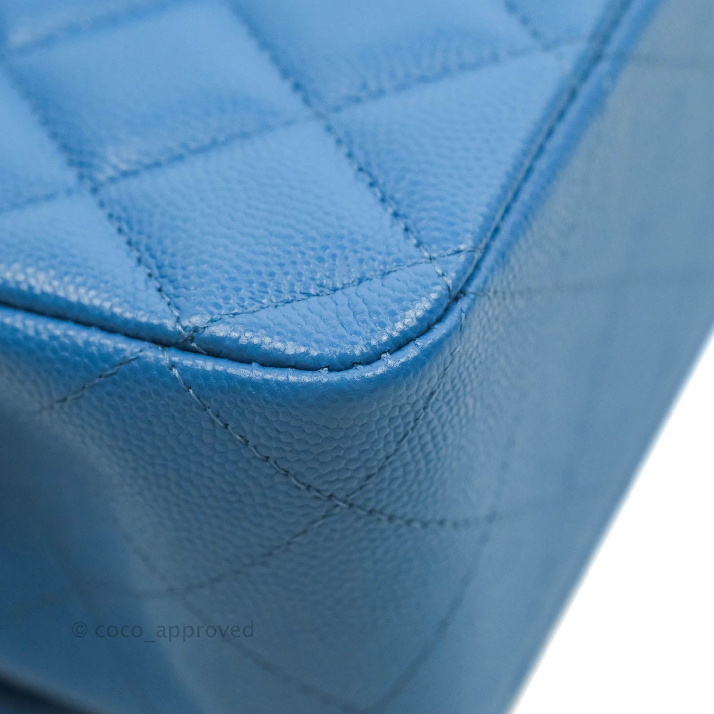 Chanel Classic M/L Medium Flap Quilted Blue Caviar Gold Hardware