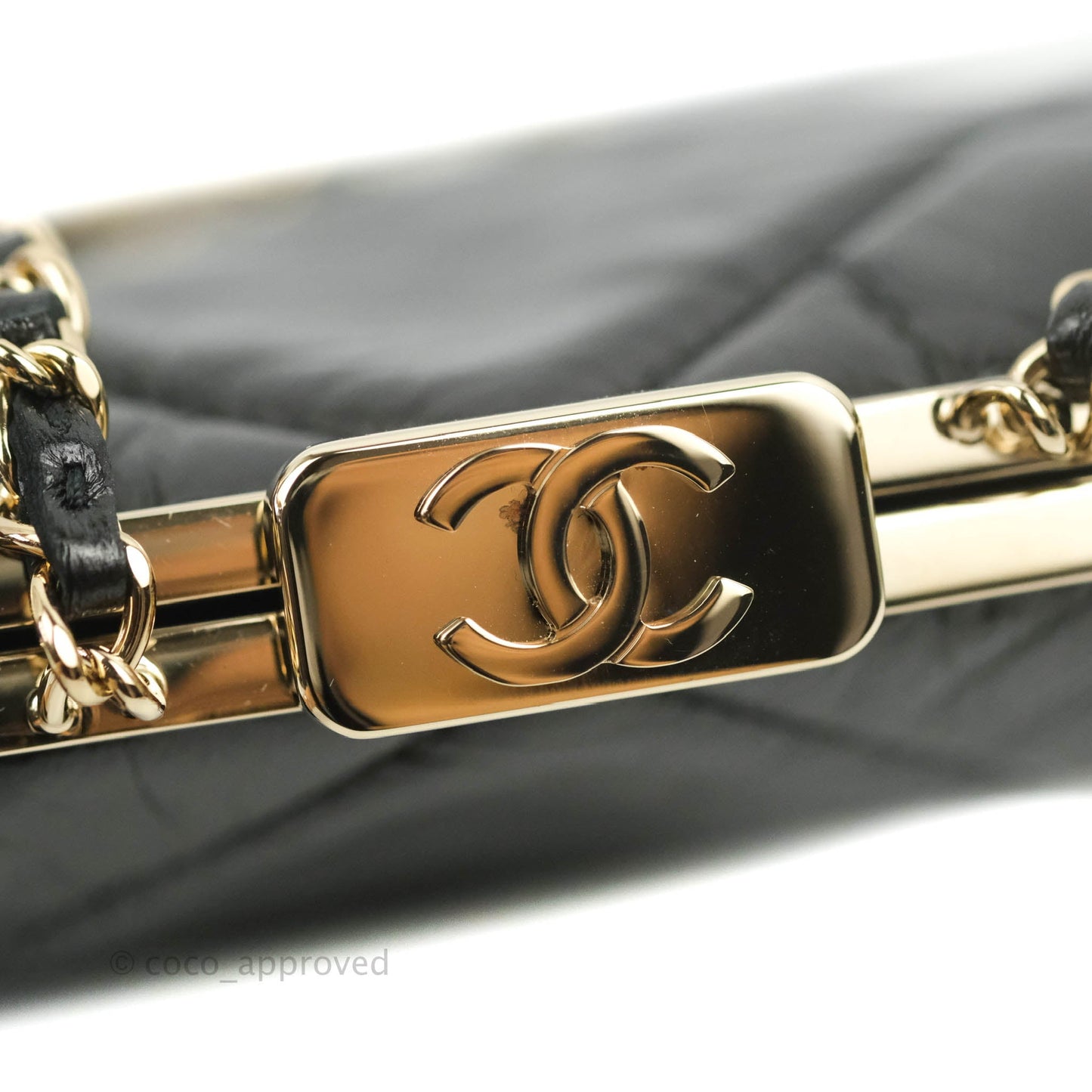 Chanel Kisslock Glasses Case Black Lambskin Gold Hardware 21C
