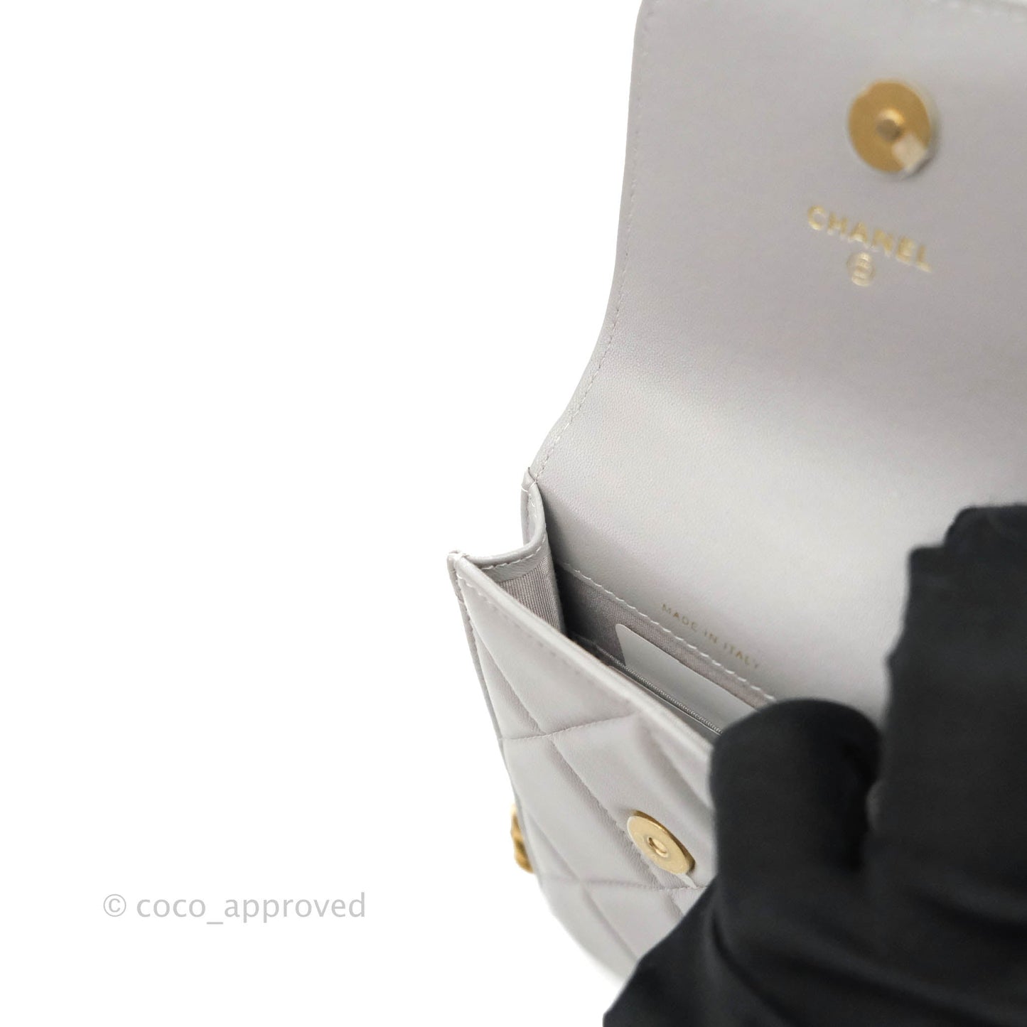 Chanel 19 Phone Holder Grey Mixed Hardware