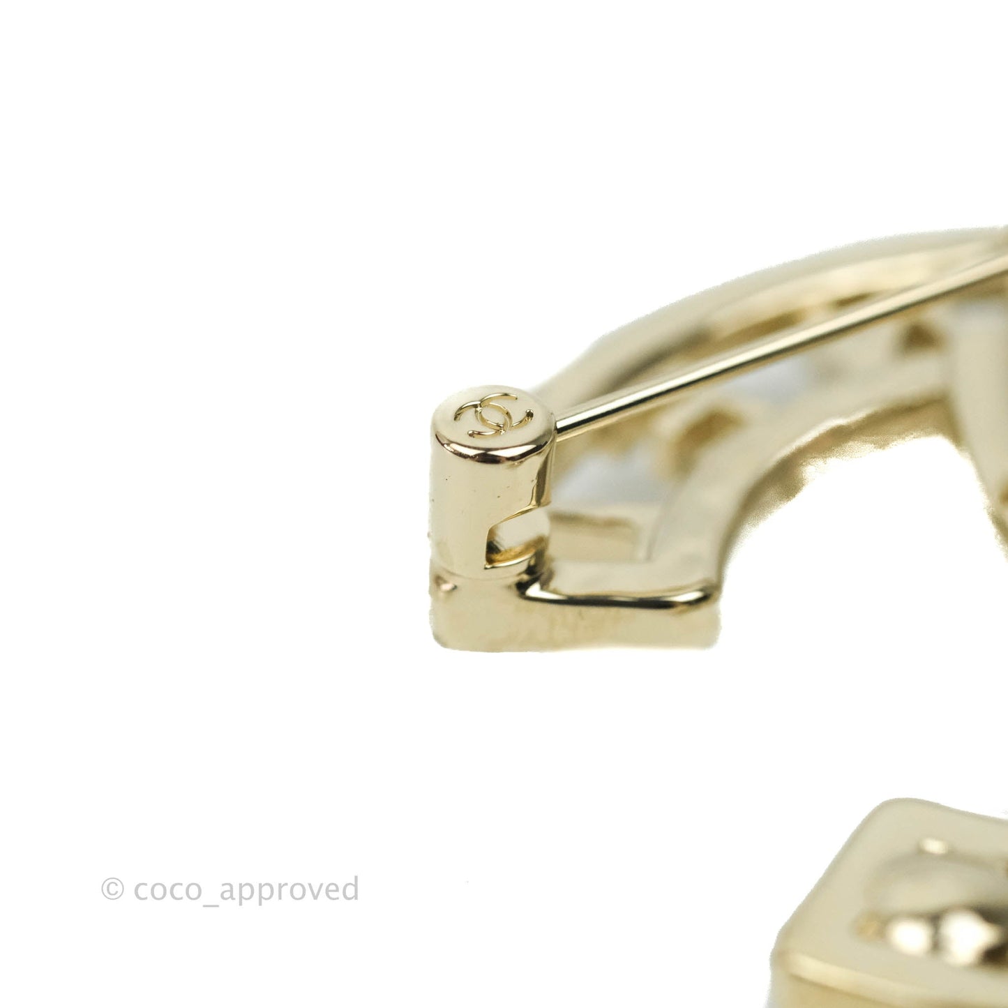 Chanel CC Pearl Crystal Brooch Gold Tone 20B