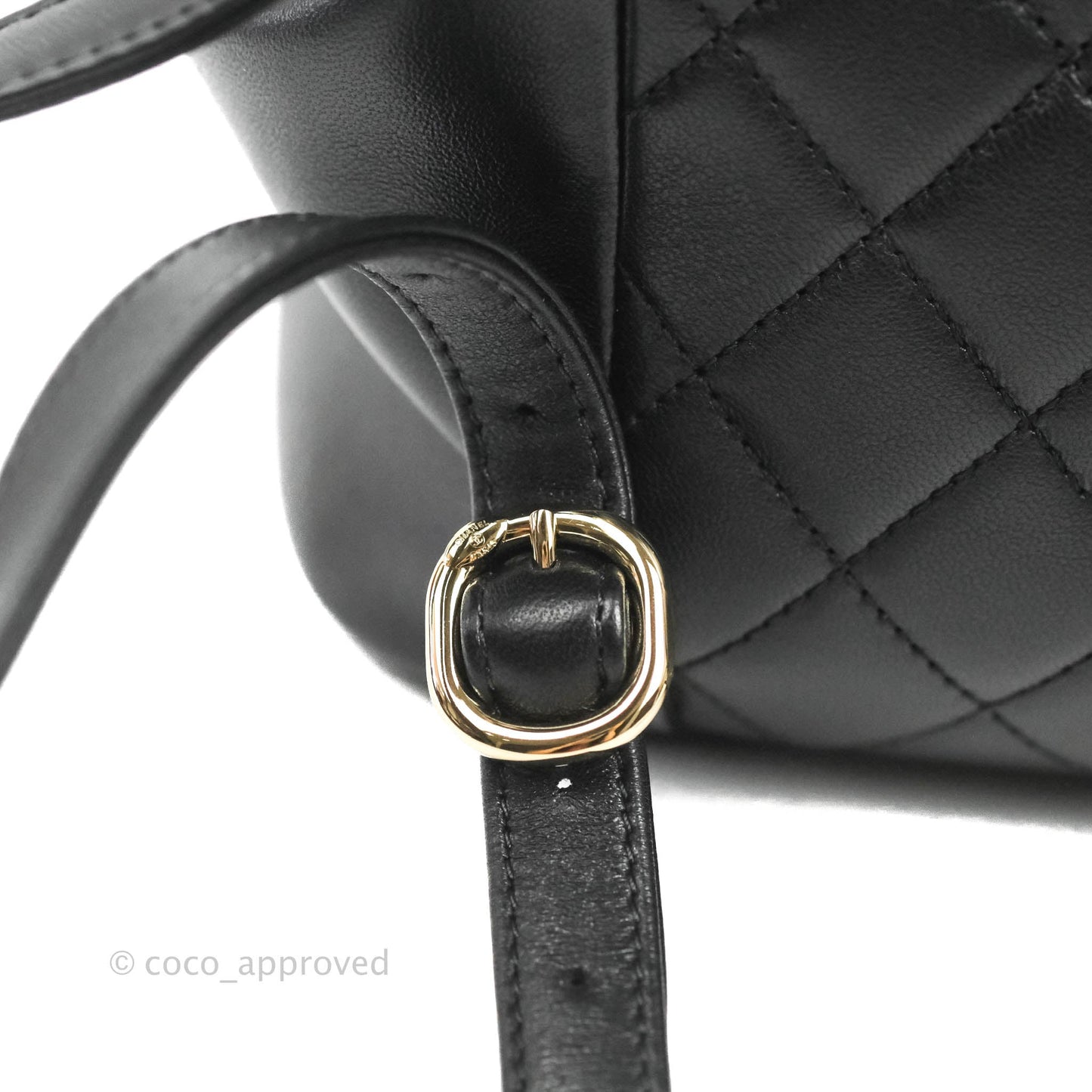 Chanel Quilted Small Duma Drawstring Backpack Black Lambskin 22A