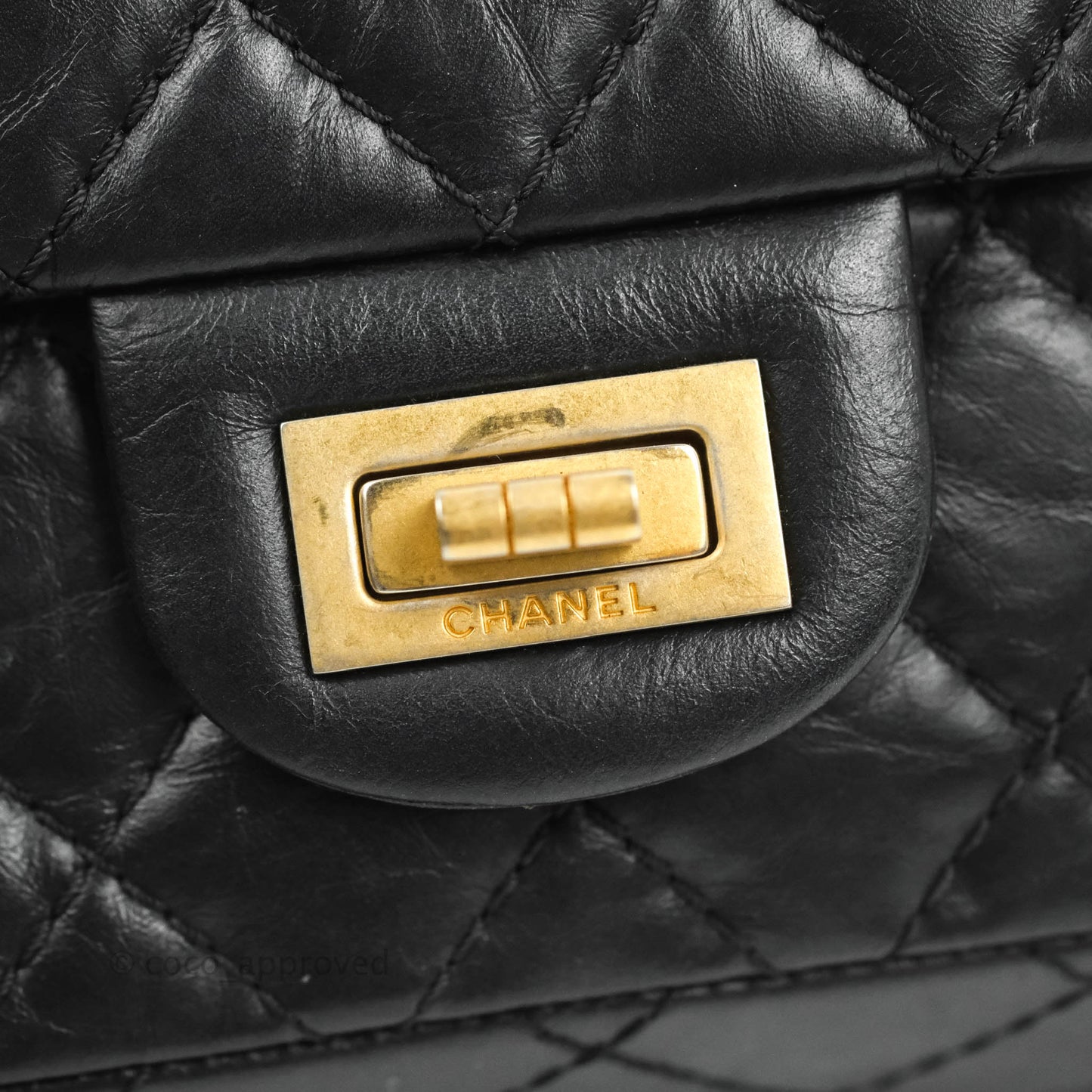 Chanel Reissue 225 Quilted Flap Black Aged Calfskin Aged Gold Hardware
