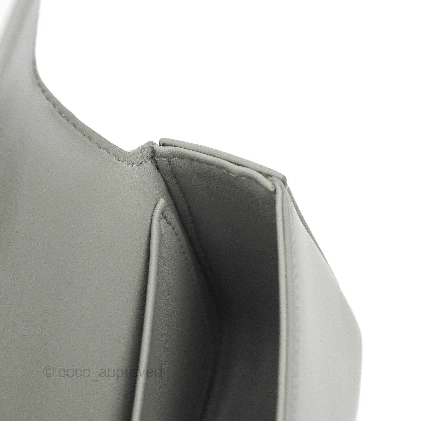 Celine Chain Shoulder Bag Pale Grey Shiny Calfskin