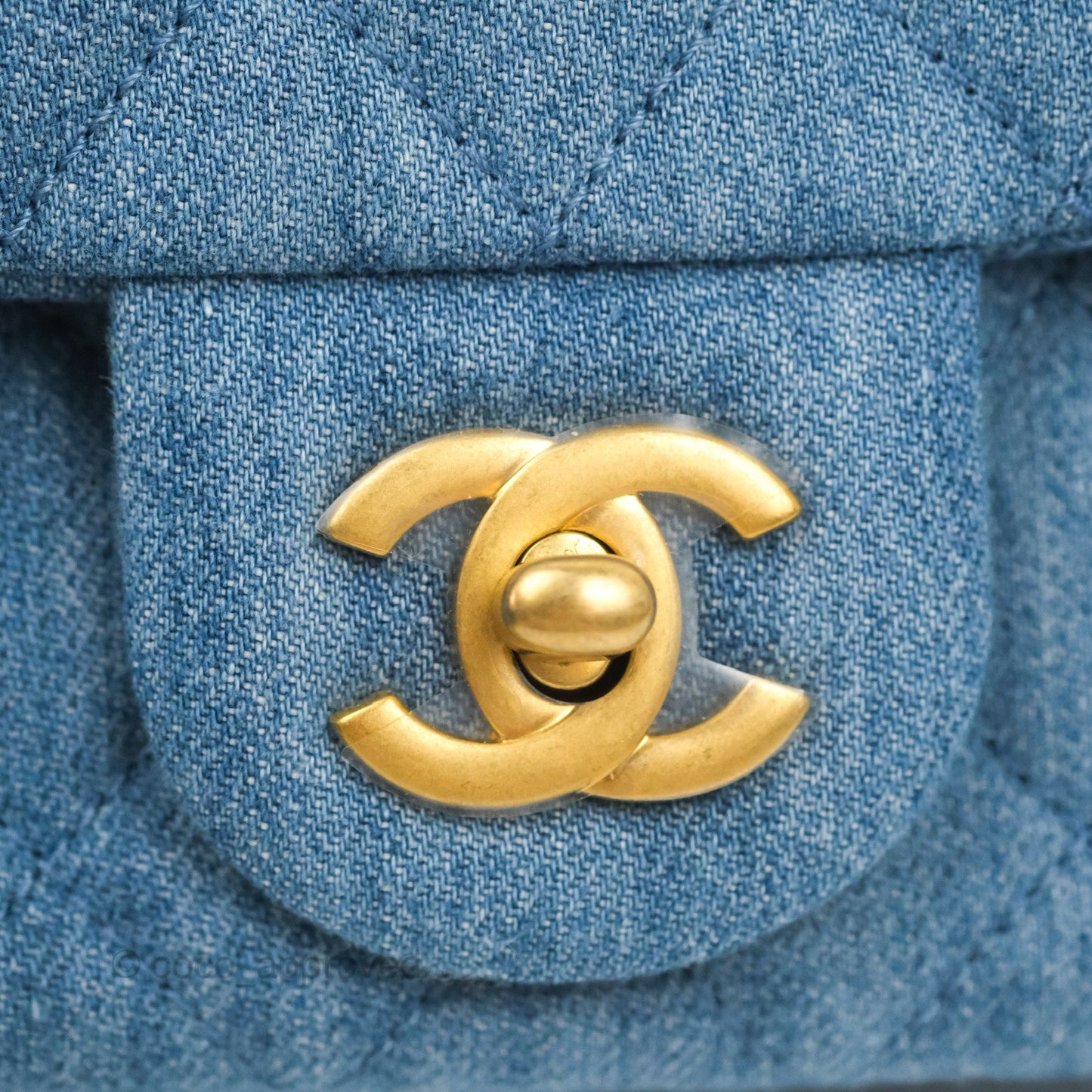 Chanel Mini Rectangular Pearl Crush Quilted Denim Aged Gold Hardware