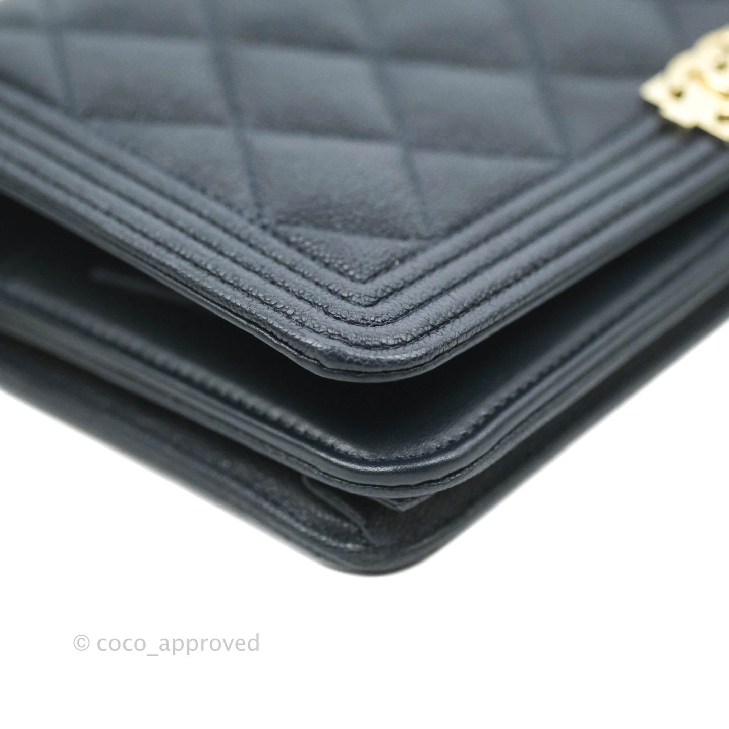 Chanel Quilted Boy Wallet on Chain WOC Navy Caviar Gold Hardware