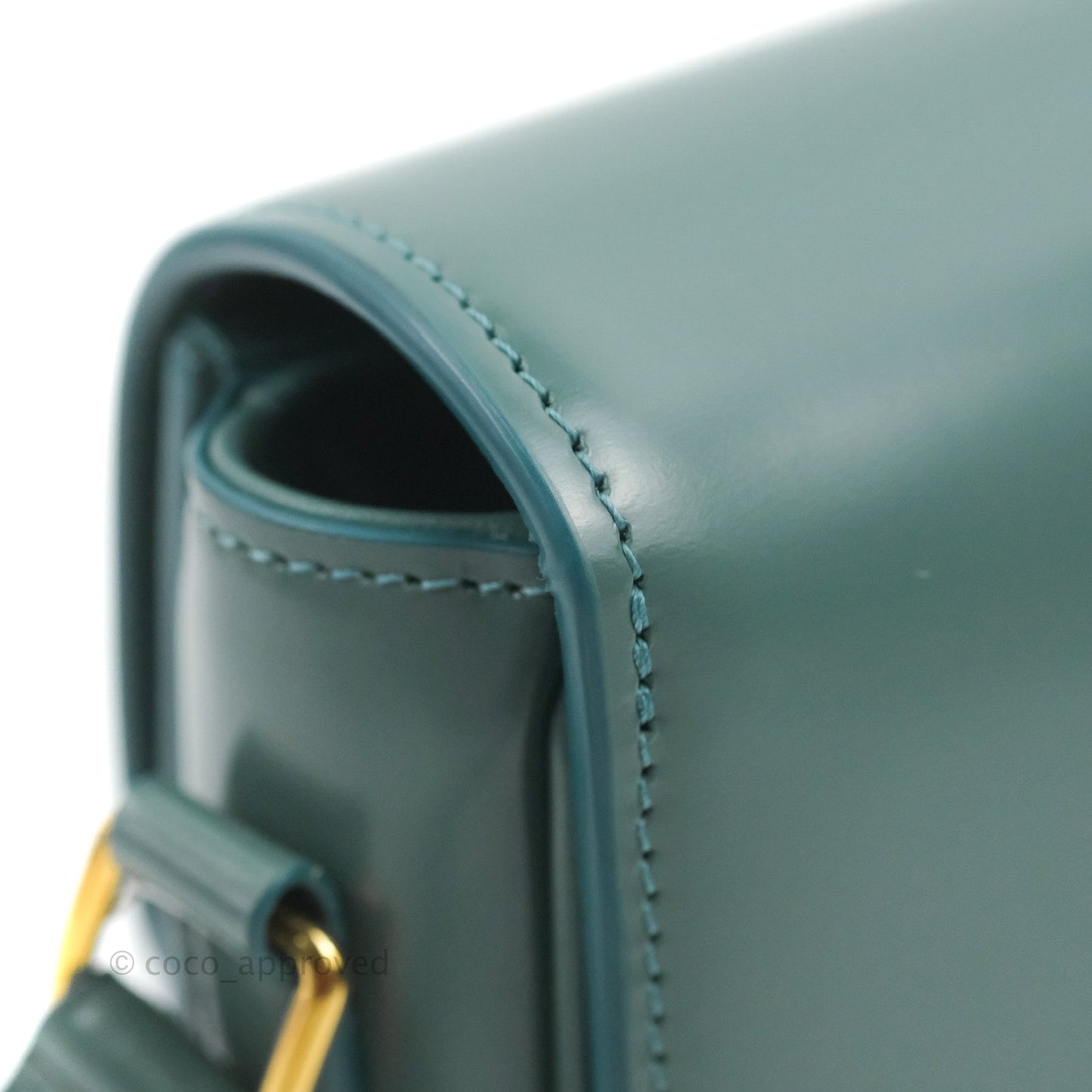 Celine Teen Triomphe Bag Shiny Calfskin Green Smoke