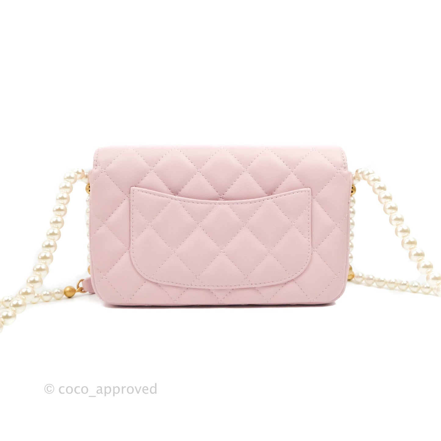 Chanel Quilted Wallet On Chain WOC With Pearl Chain Pink Aged Gold Hardware