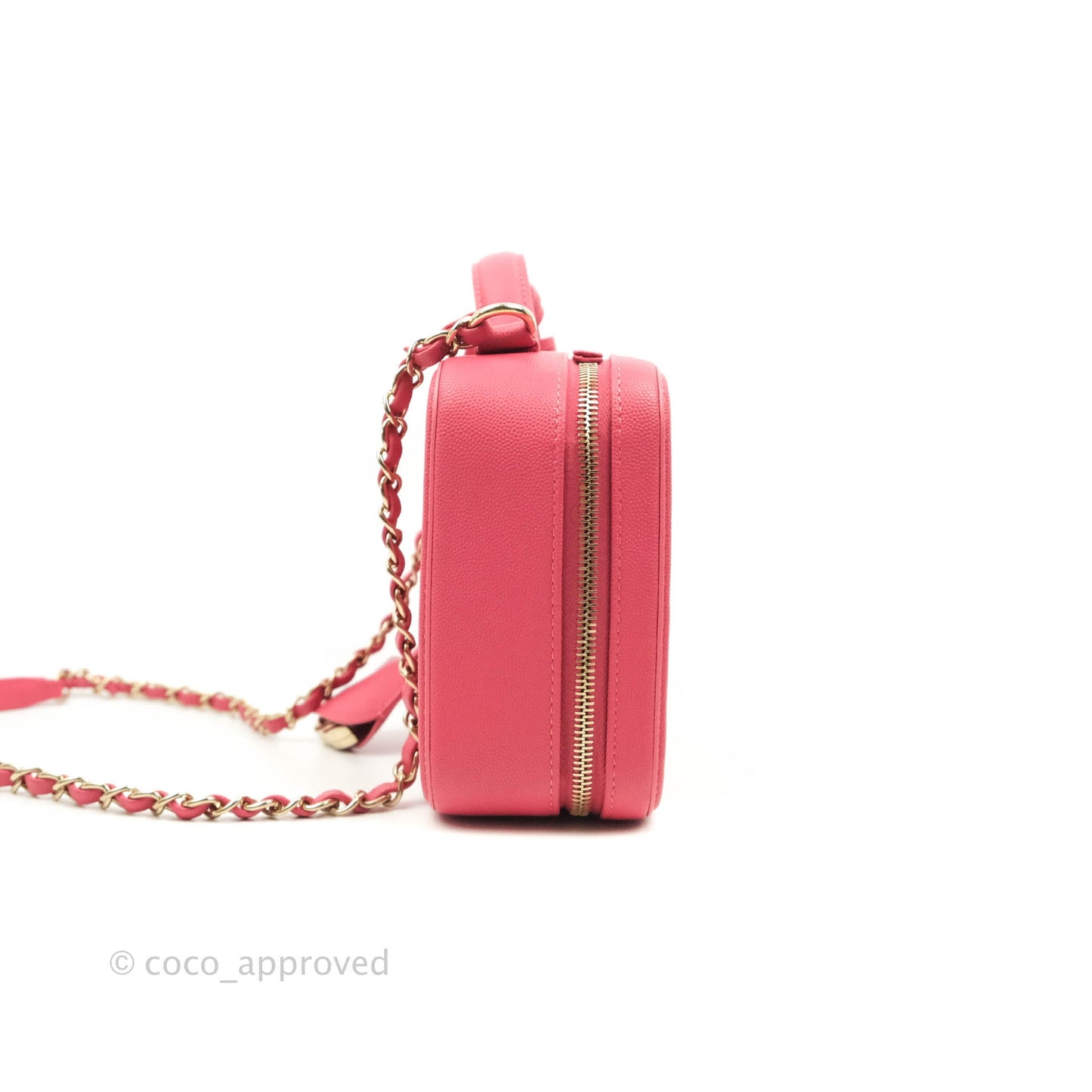 Chanel Quilted Medium CC Filigree Vanity Case Rosy Pink Caviar Gold Hardware