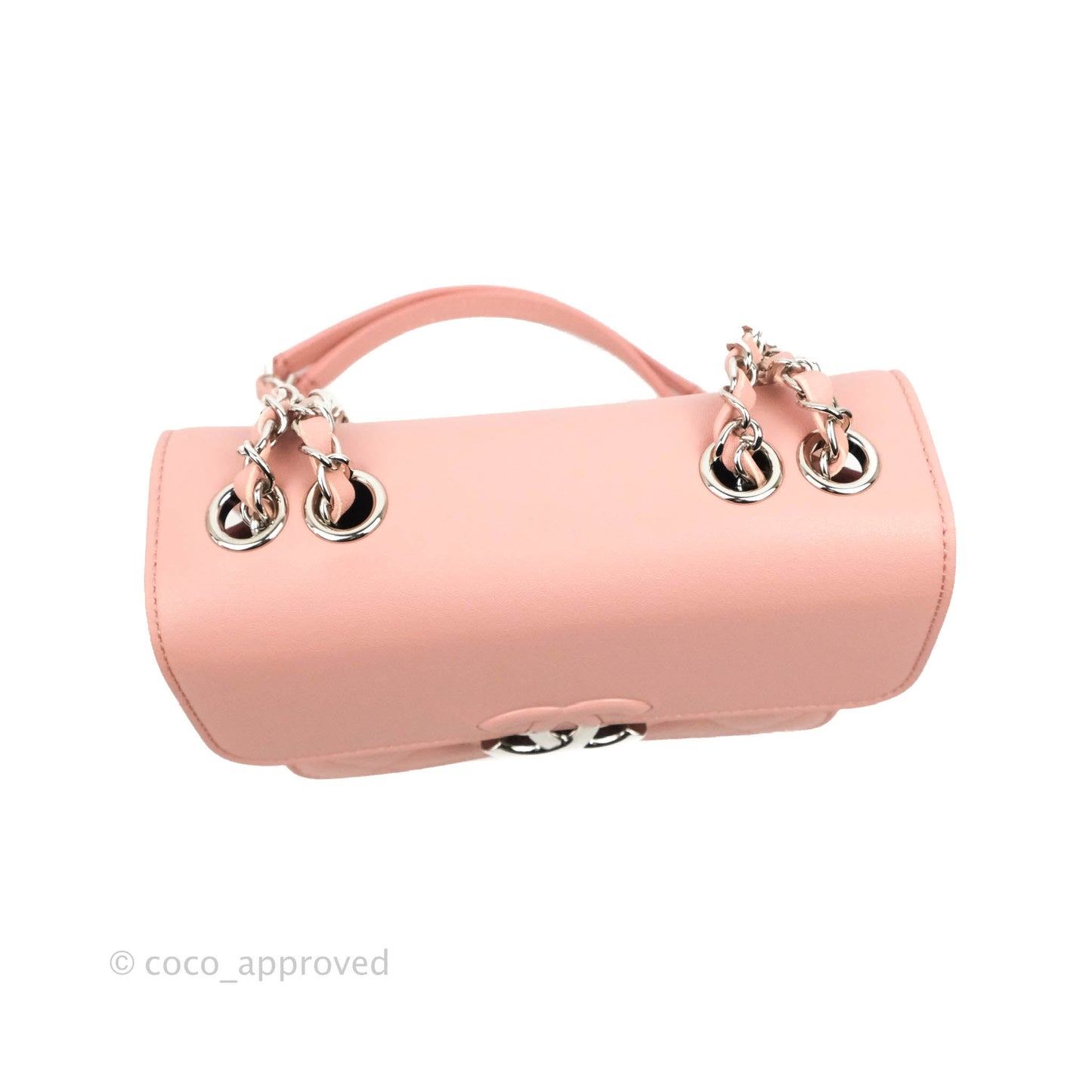 Chanel Small CC Box Flap Bag Pink Calfskin Silver Hardware