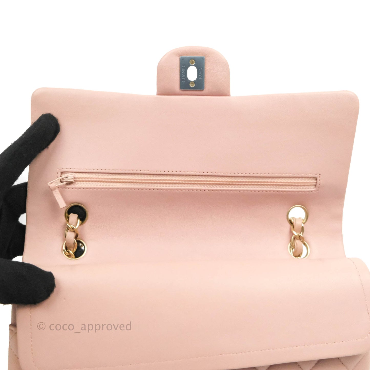 Chanel Classic M/L Medium Flap Quilted Light Pink Lambskin Matte Gold Hardware