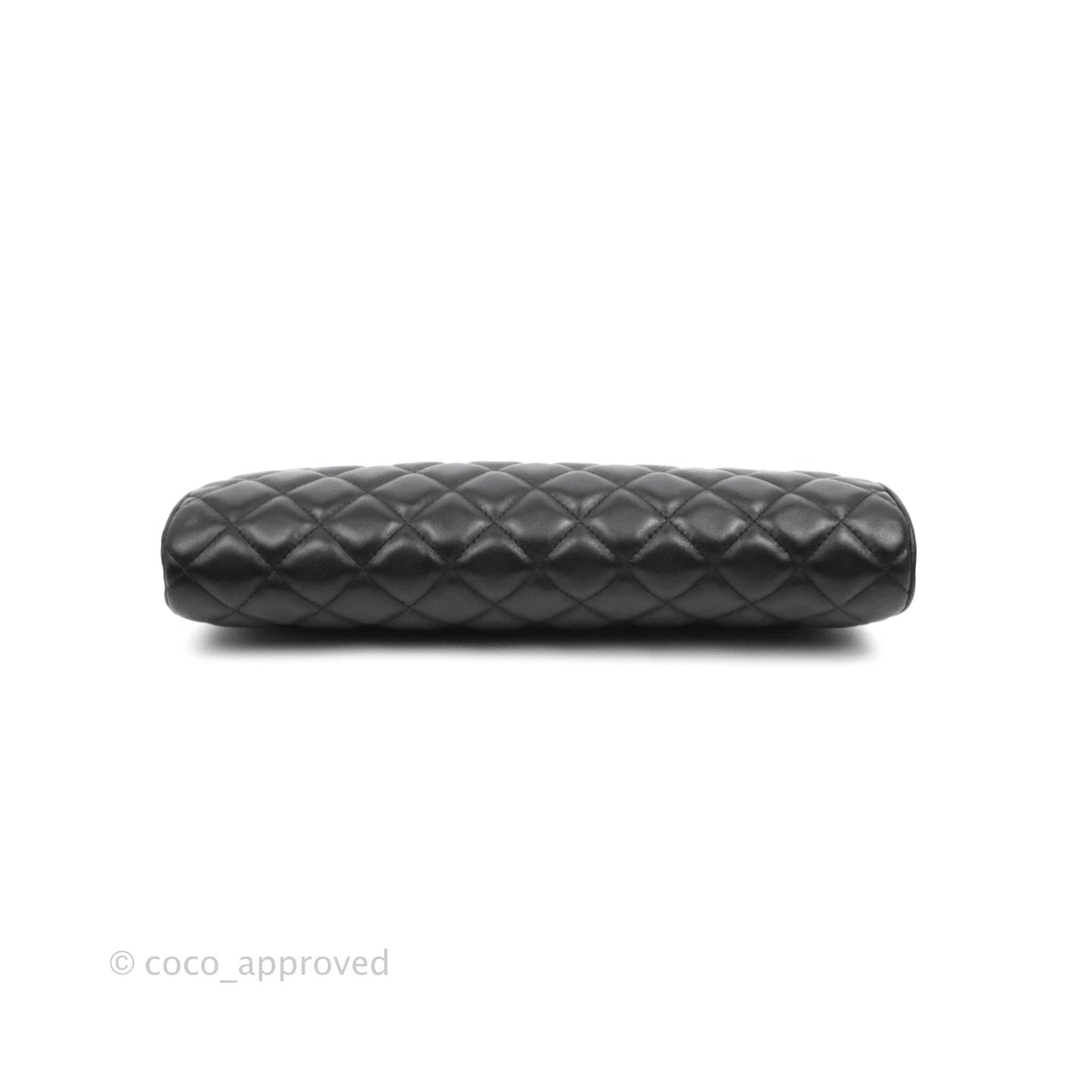 Chanel Quilted Timeless Kisslock Clutch Black Lambskin Silver Hardware