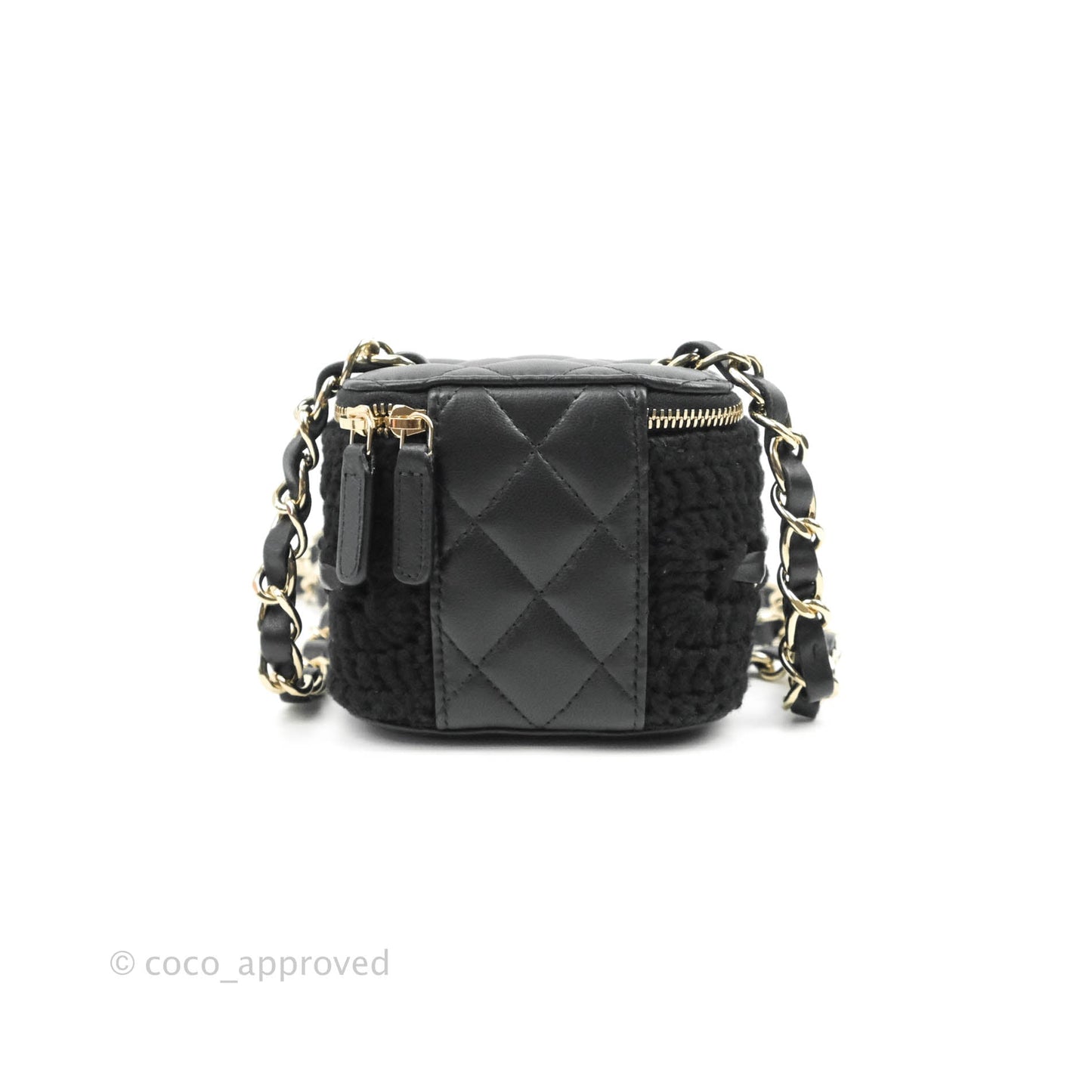 Chanel Mini Vanity With Chain Black Lambskin Crochet Gold Hardware