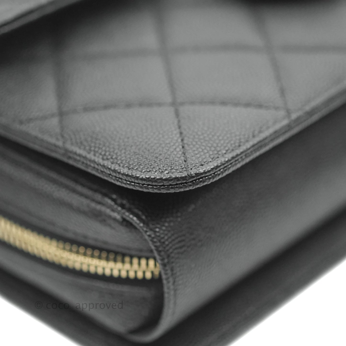 Chanel Quilted Like The Wallet Medium Flap Black Caviar Gold Hardware 22C