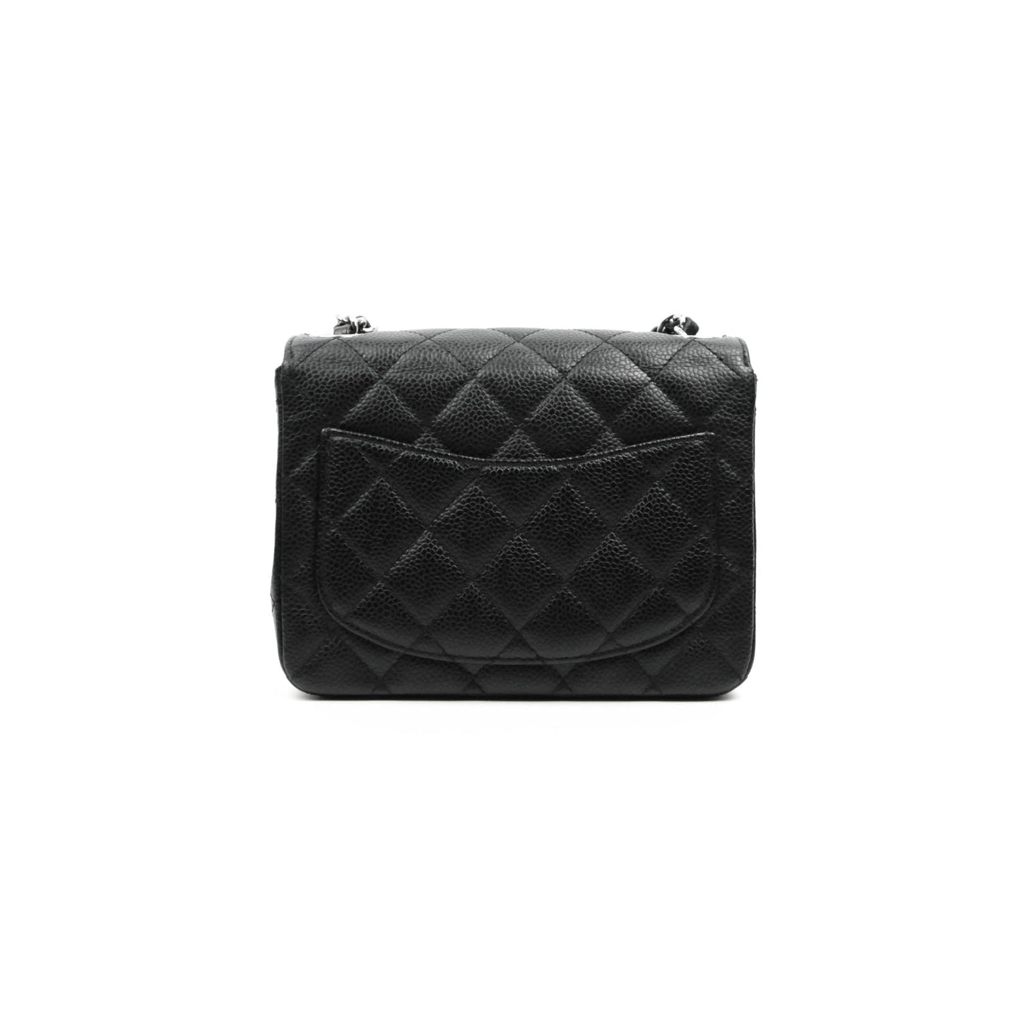 Chanel Mini Square Black Caviar Silver Hardware