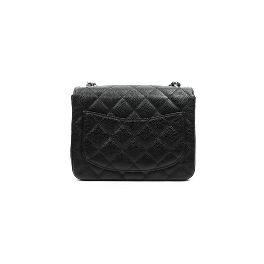 Chanel Mini Square Black Caviar Silver Hardware