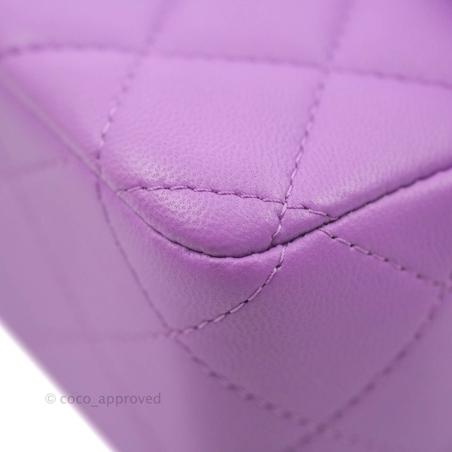 Chanel Quilted Mini Rectangular Flap Purple Lambskin Silver Hardware