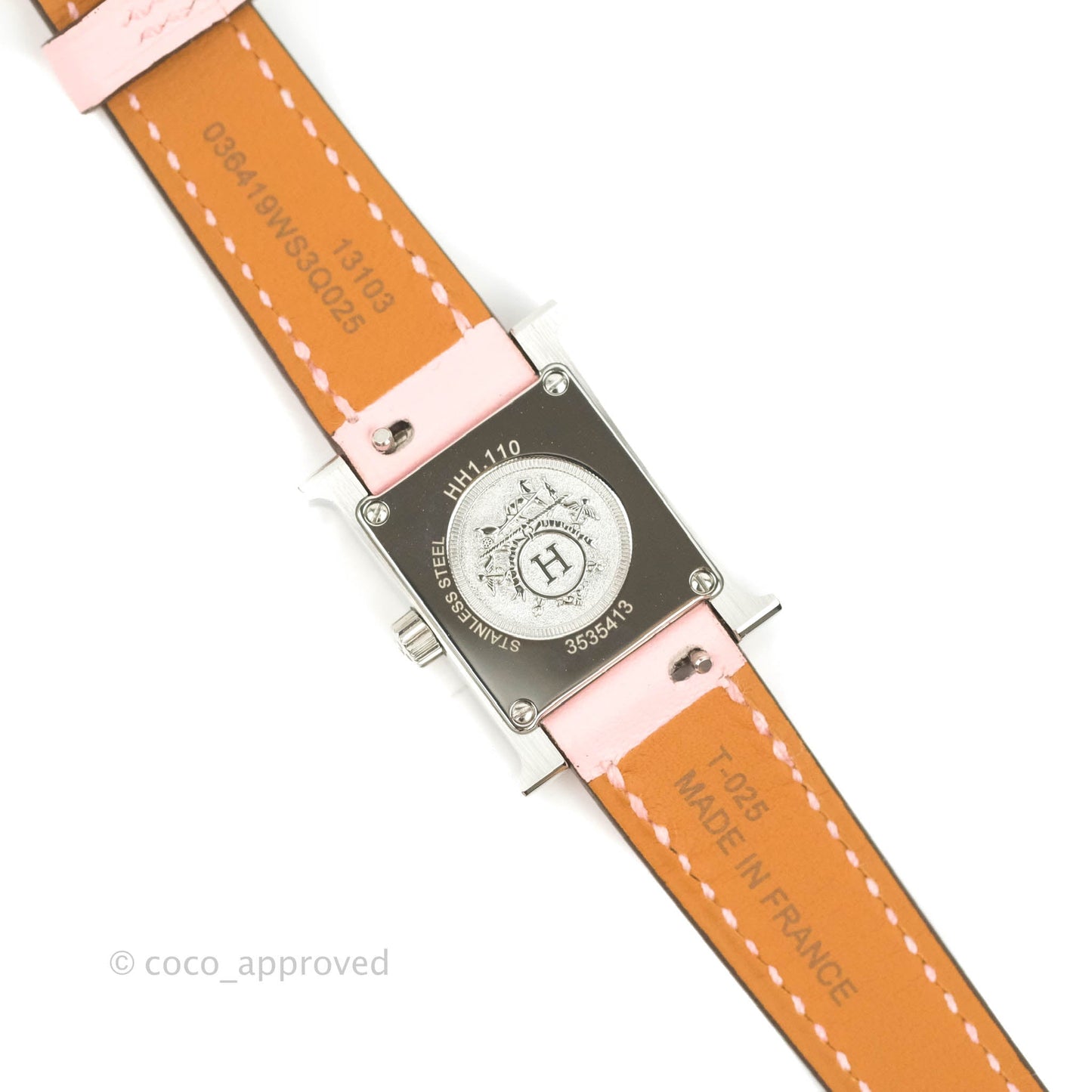 Hermes Heure H Watch Rose Sakura Swift Calfskin Silver Hardware
