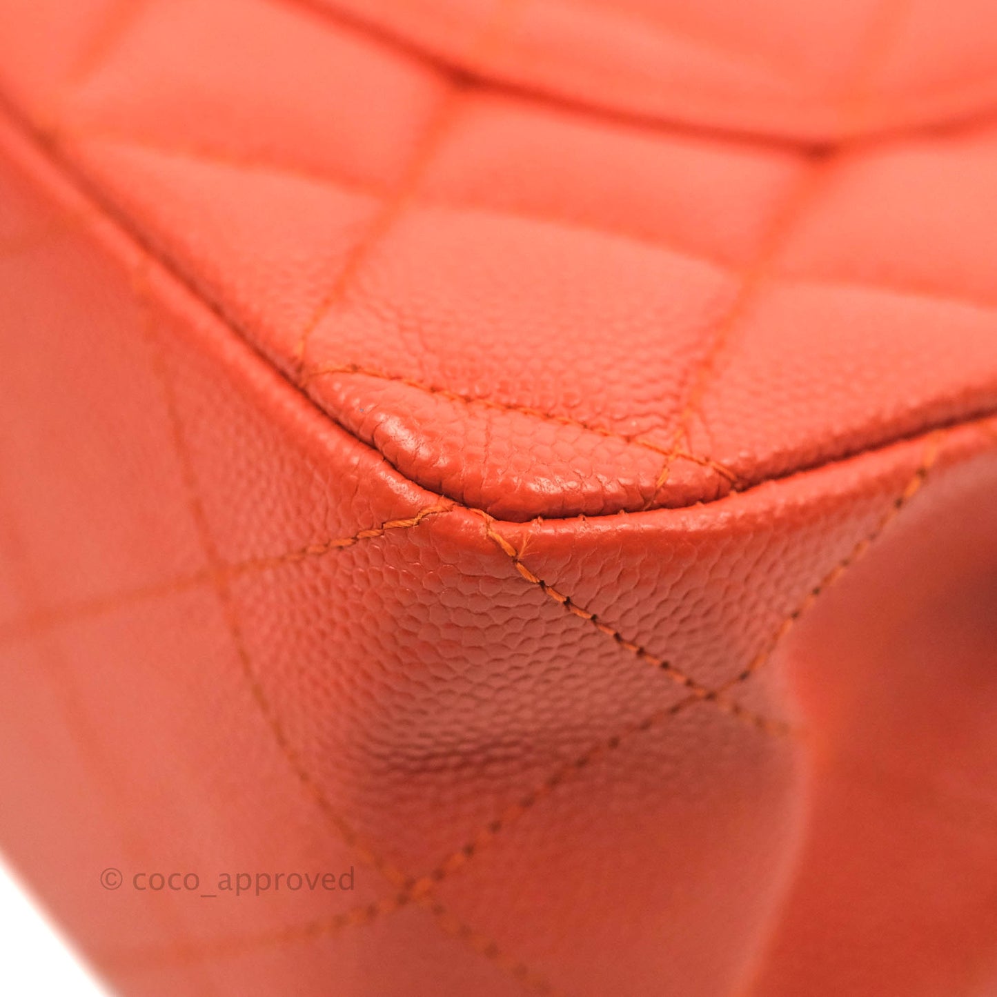Chanel S/M Small Classic Quilted Flap Orange Caviar Gold Hardware 17B
