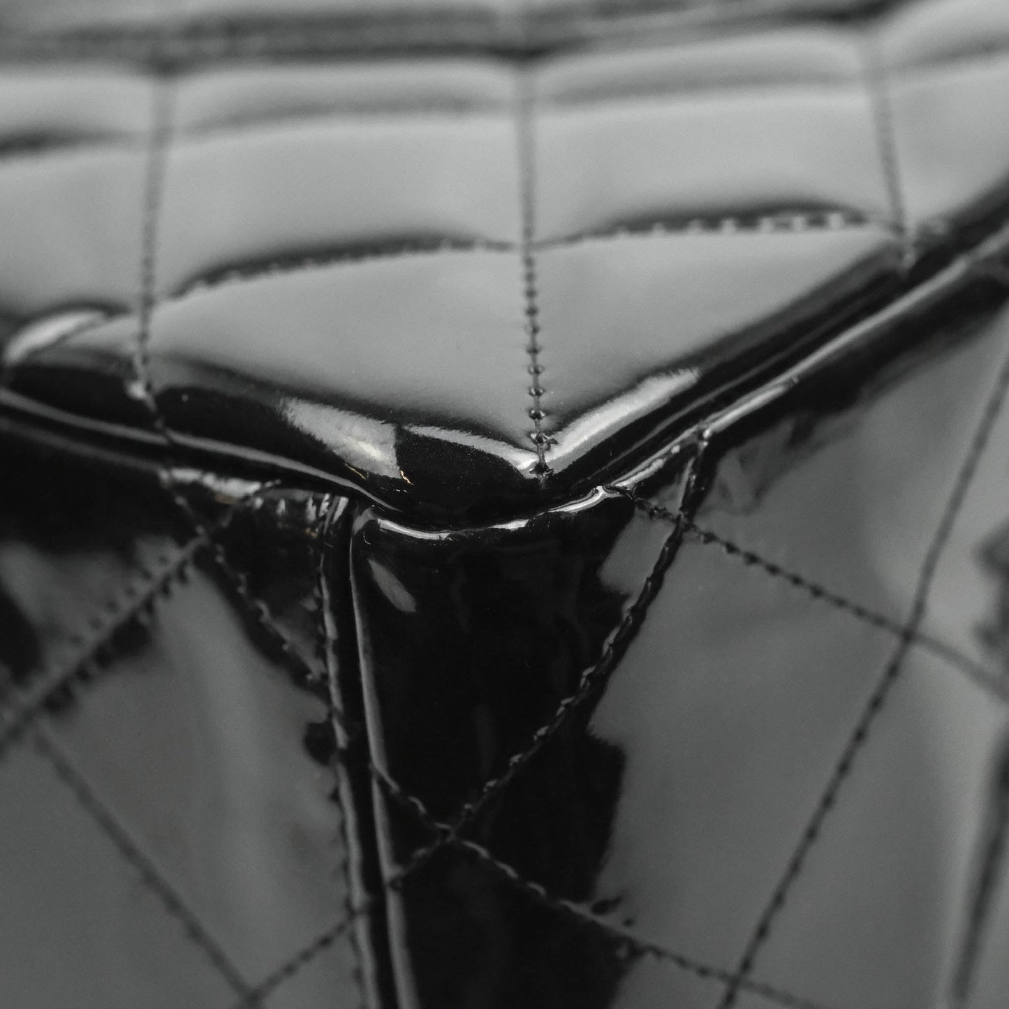 Chanel Quilted Maxi Single Flap Black Patent Silver Hardware