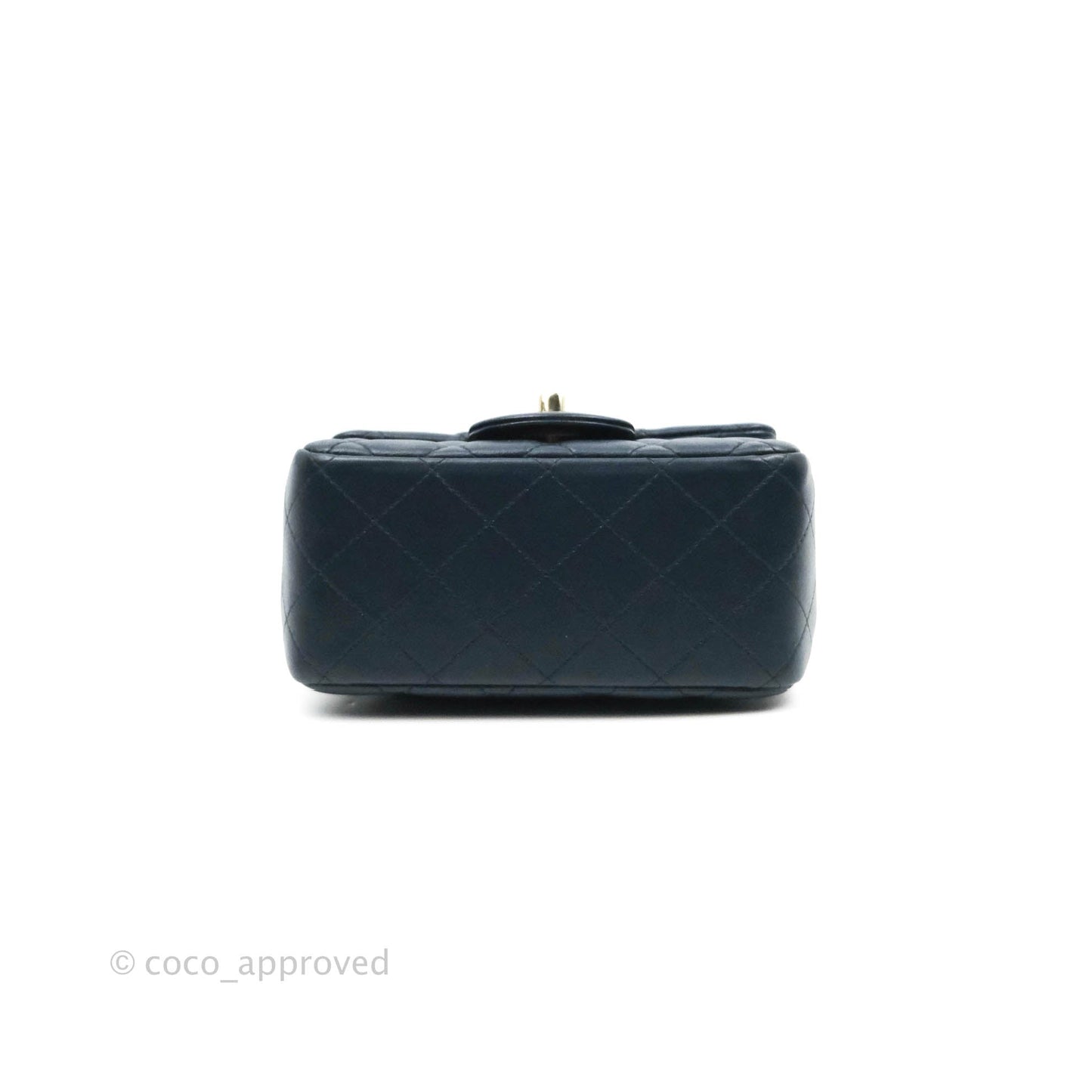 Chanel Quilted Mini Square Navy Lambskin Gold Hardware