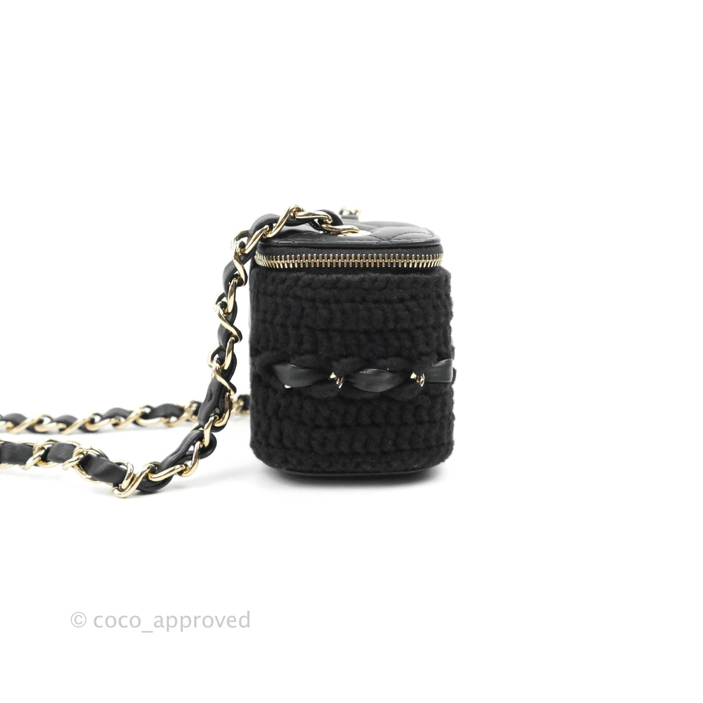 Chanel Mini Vanity With Chain Black Lambskin Crochet Gold Hardware