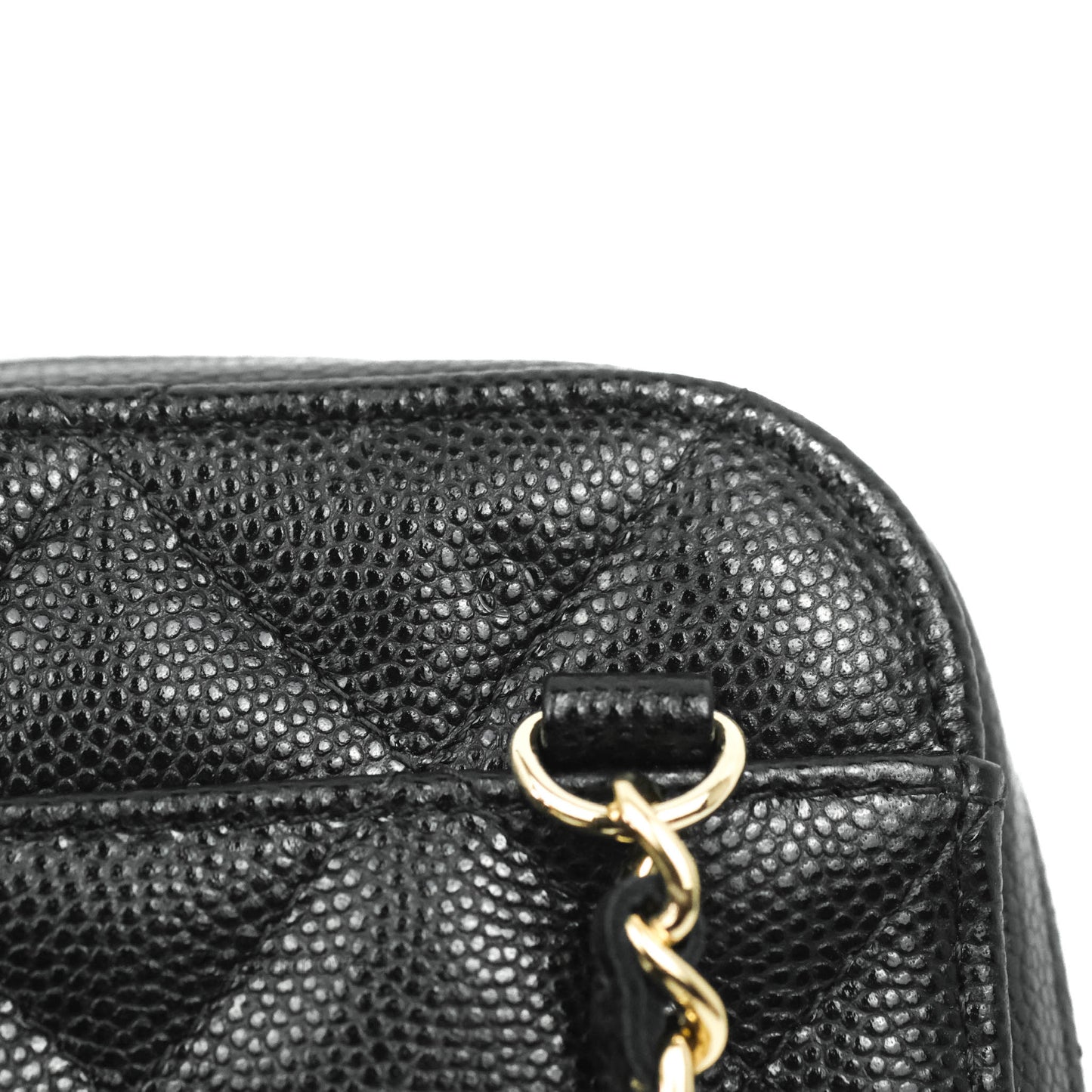 Chanel Quilted Phone Holder Black Caviar Gold Hardware