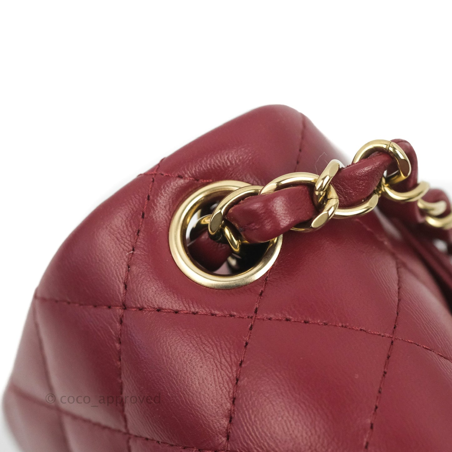 Chanel Quilted Mini Square Burgundy Lambskin Gold Hardware