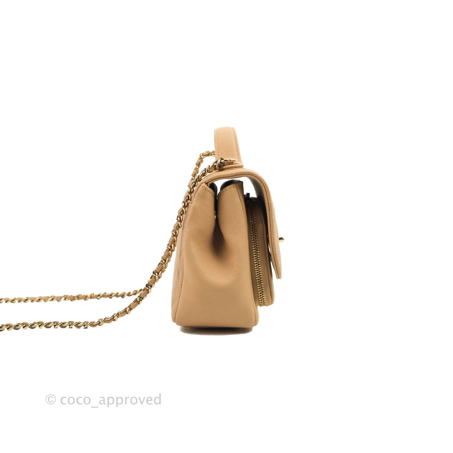 Chanel Quilted Small Business Affinity Flap Beige Caviar Gold Hardware