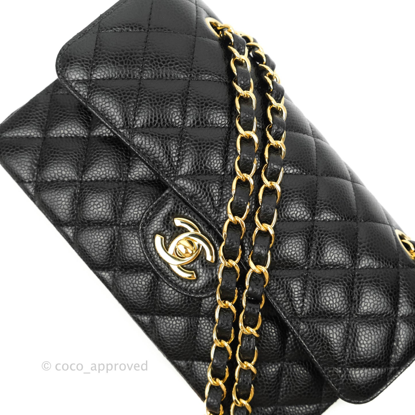 Chanel Classic Small S/M Flap Black Caviar Gold Hardware