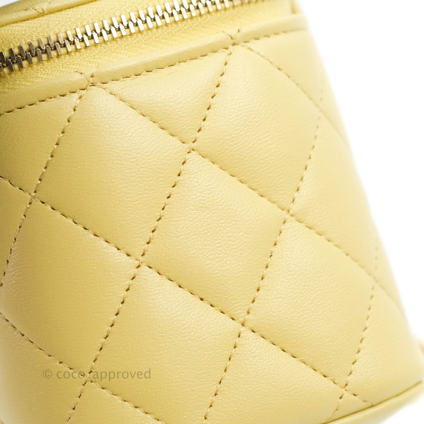 Chanel Vanity Rectangular Top Handle Yellow Lambskin Gold Hardware