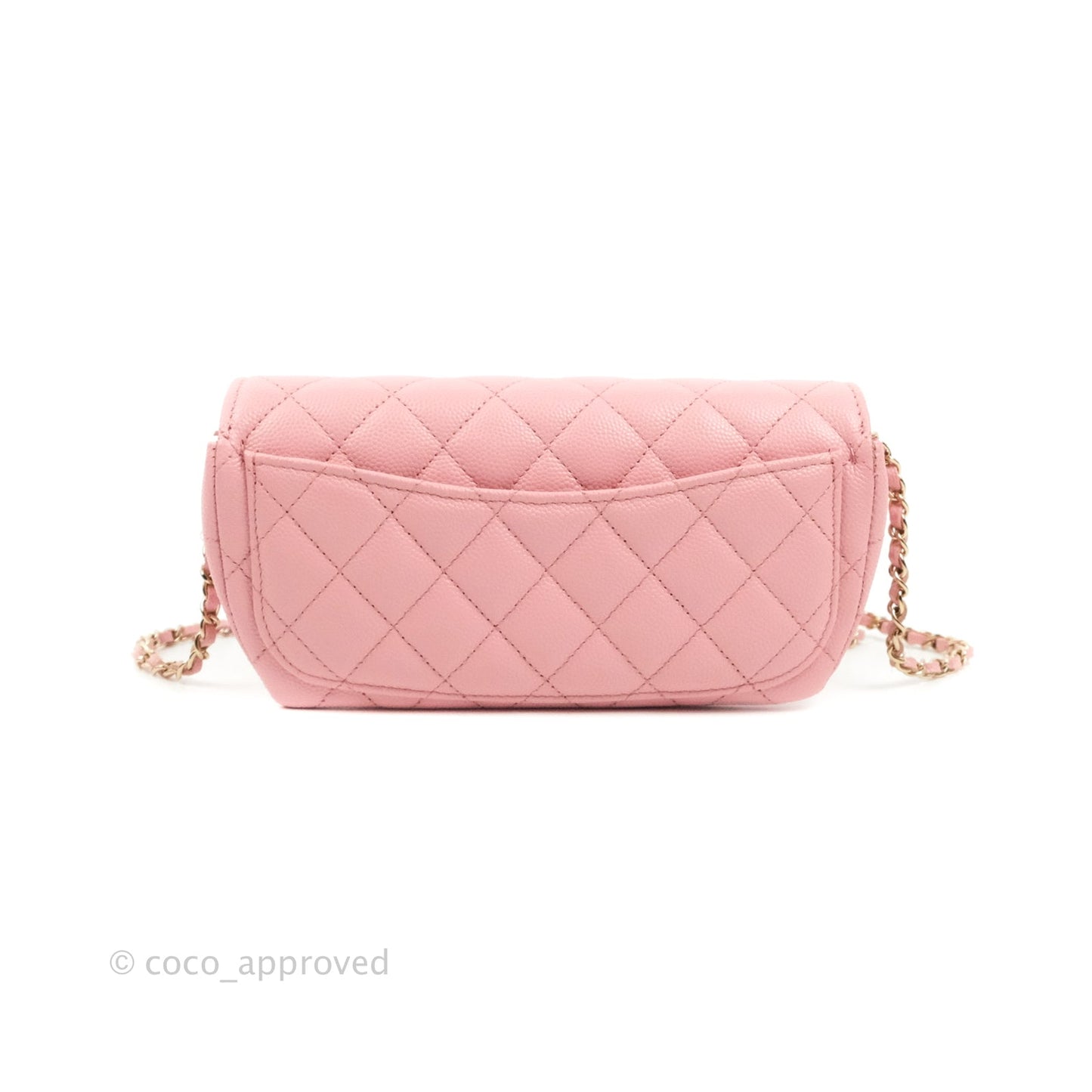 Chanel Quilted Glasses Case With Chain Pink Caviar Gold Hardware