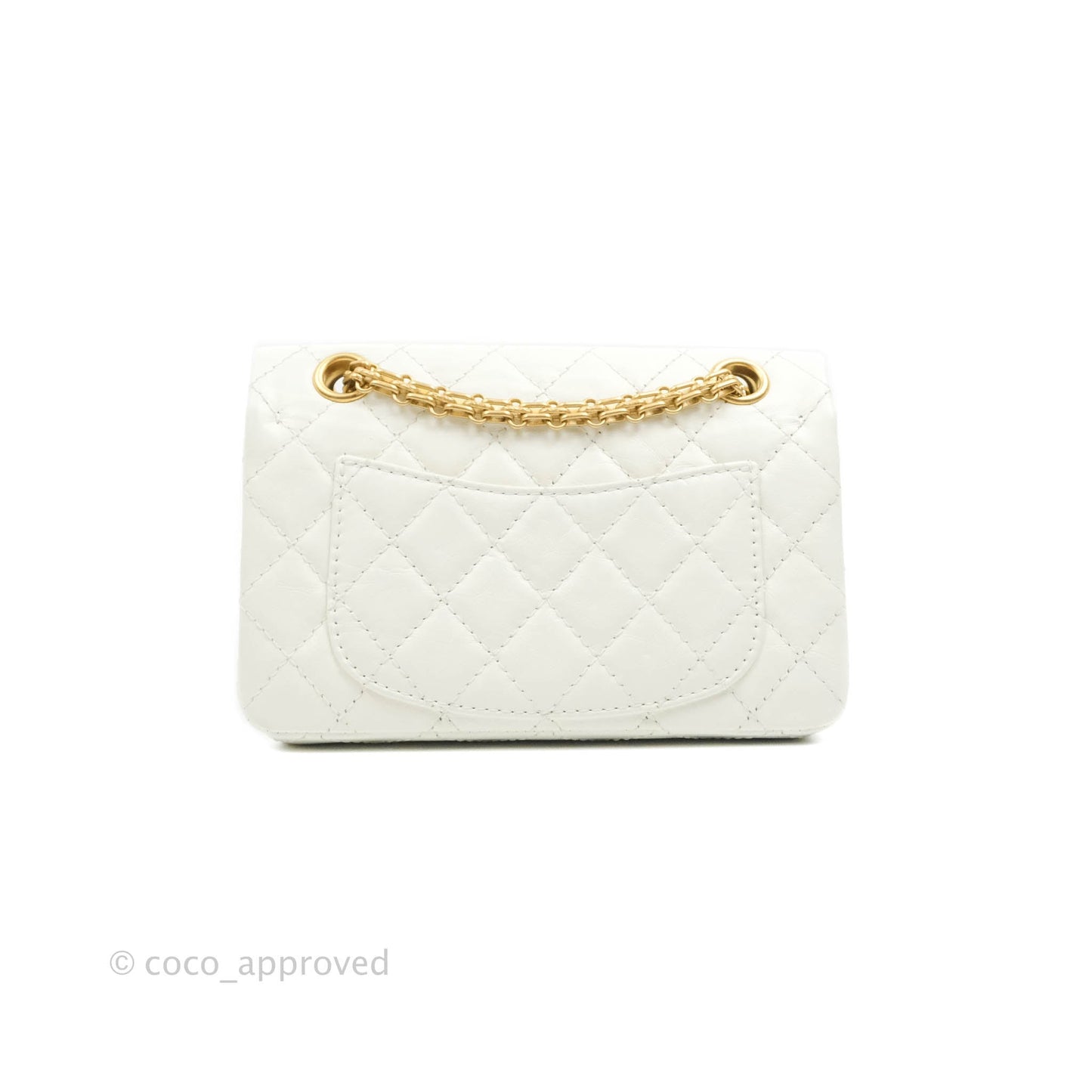 Chanel Mini Reissue 224 White Aged Calfskin Aged Gold Hardware