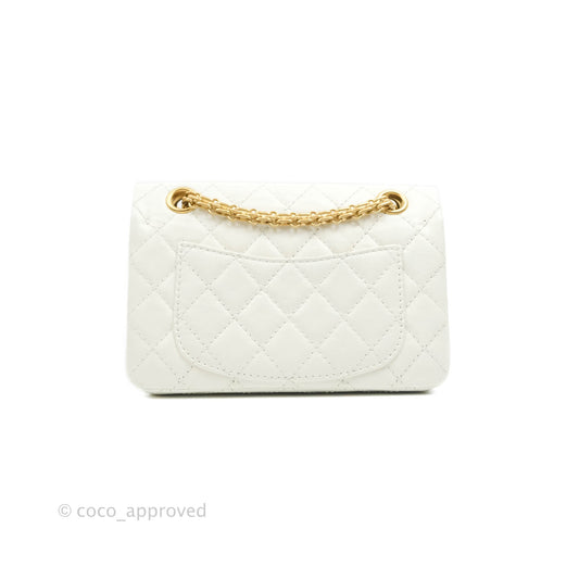 Chanel Mini Reissue 224 White Aged Calfskin Aged Gold Hardware