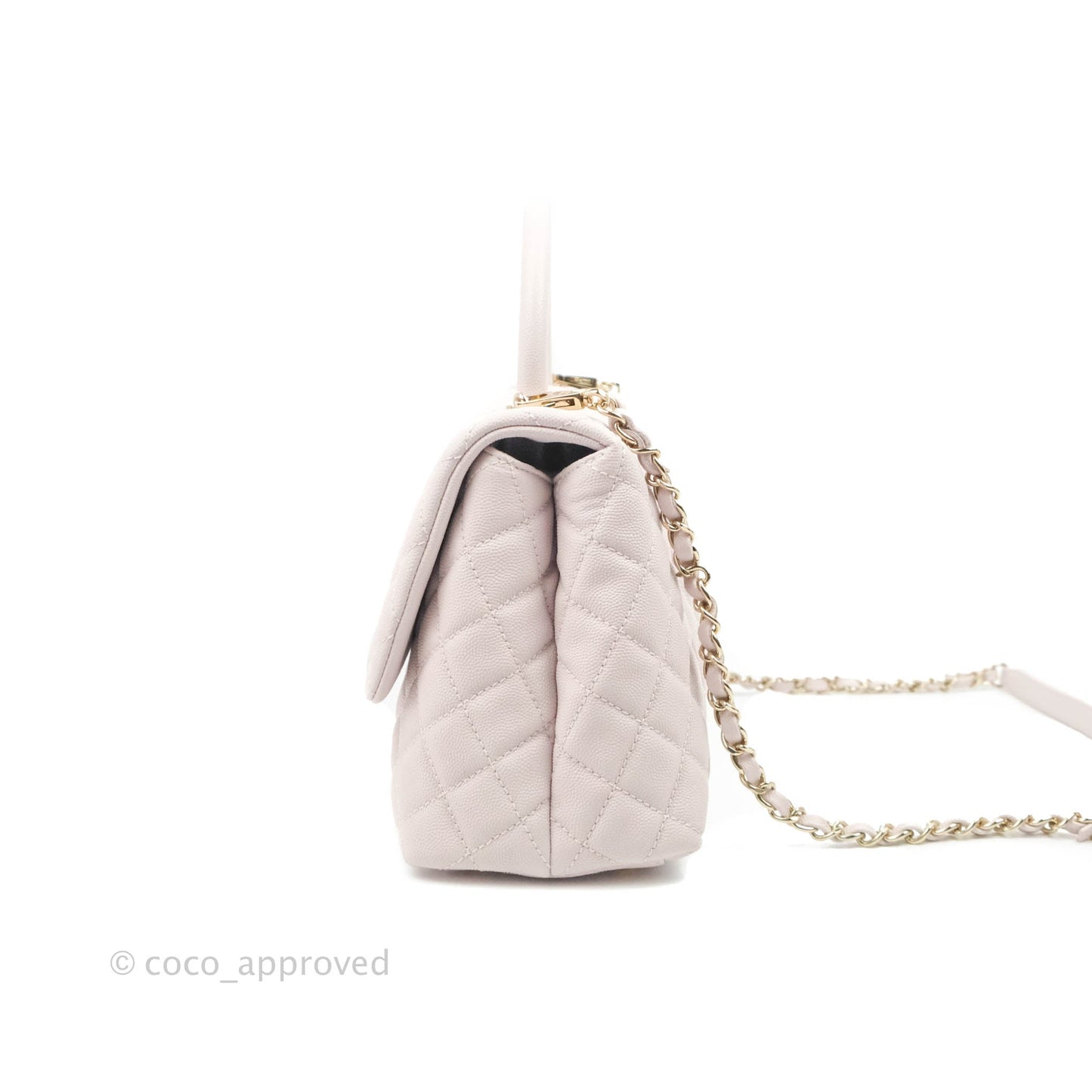 Chanel Medium Coco Handle Quilted Light Lilac Pink Caviar Gold Hardware