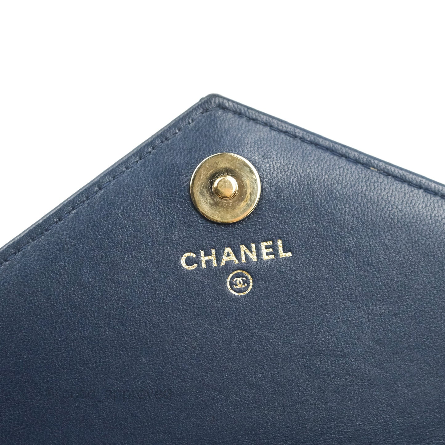 Chanel Square WOC Wallet On Chain Blue Lambskin Chevron Gold Hardware