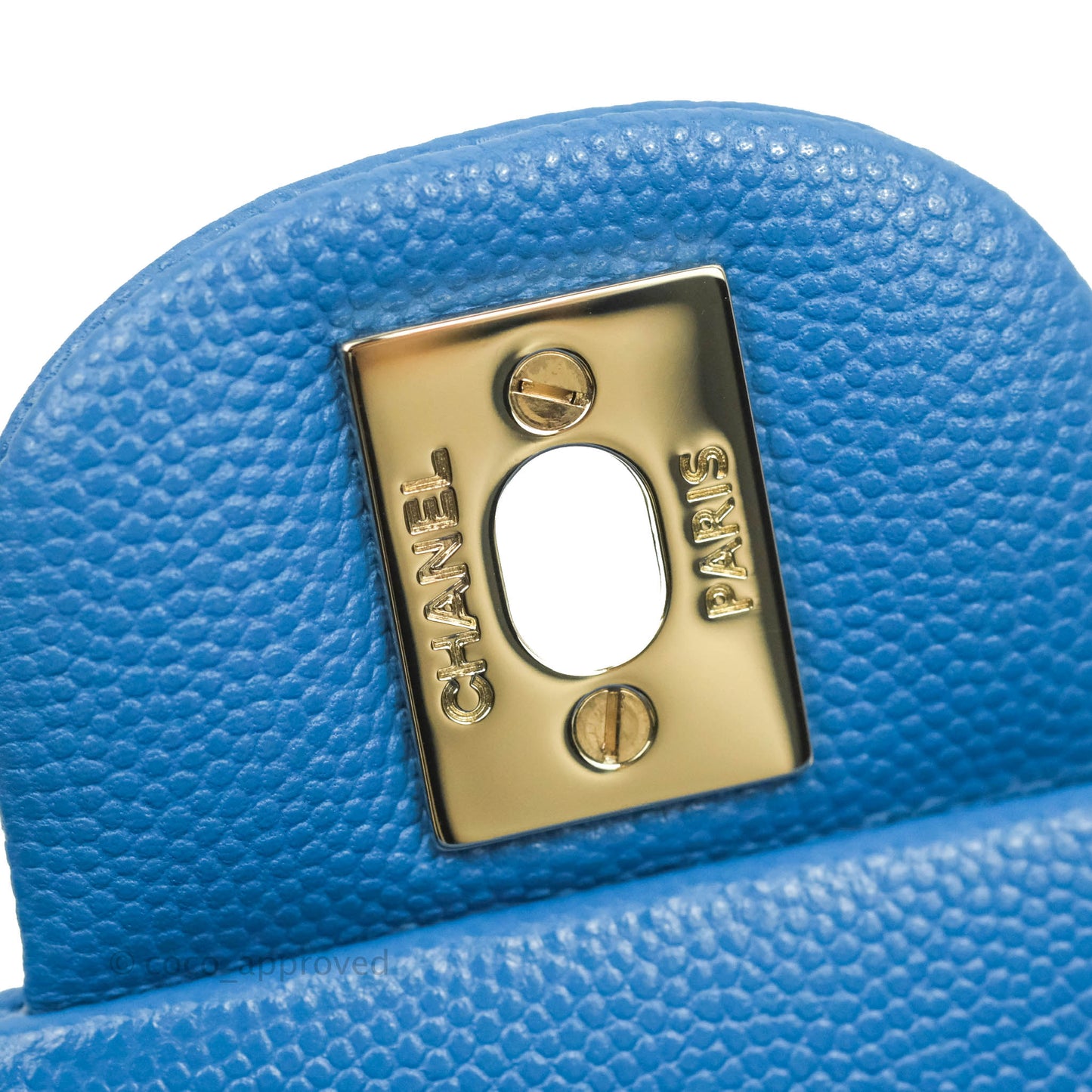 Chanel Classic M/L Medium Flap Quilted Blue Caviar Gold Hardware