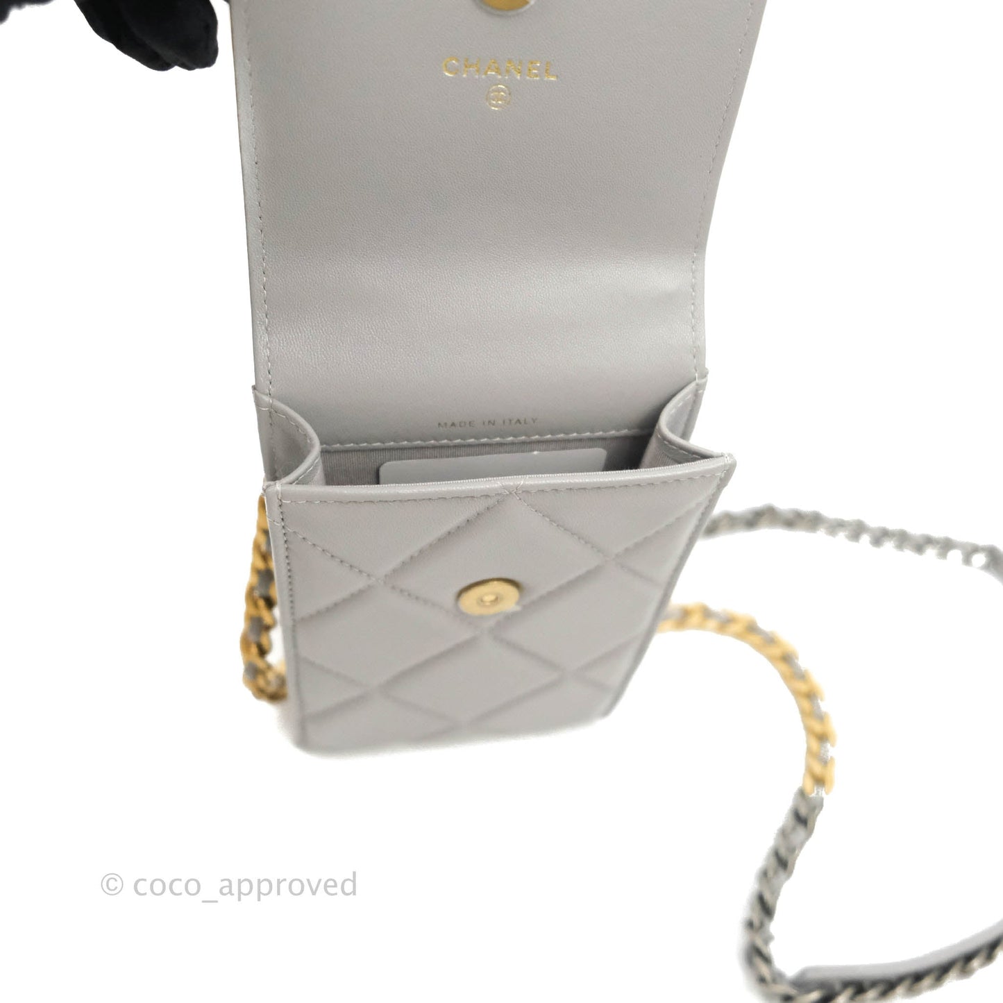 Chanel 19 Phone Holder Grey Mixed Hardware