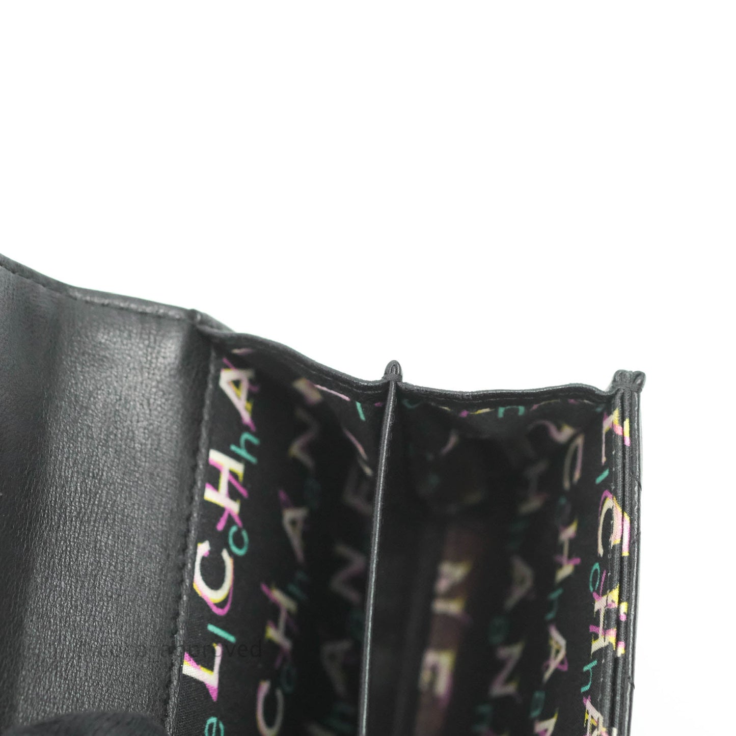 Chanel Quilted Small Flap Card Holder Black Lambskin Silver Hardware